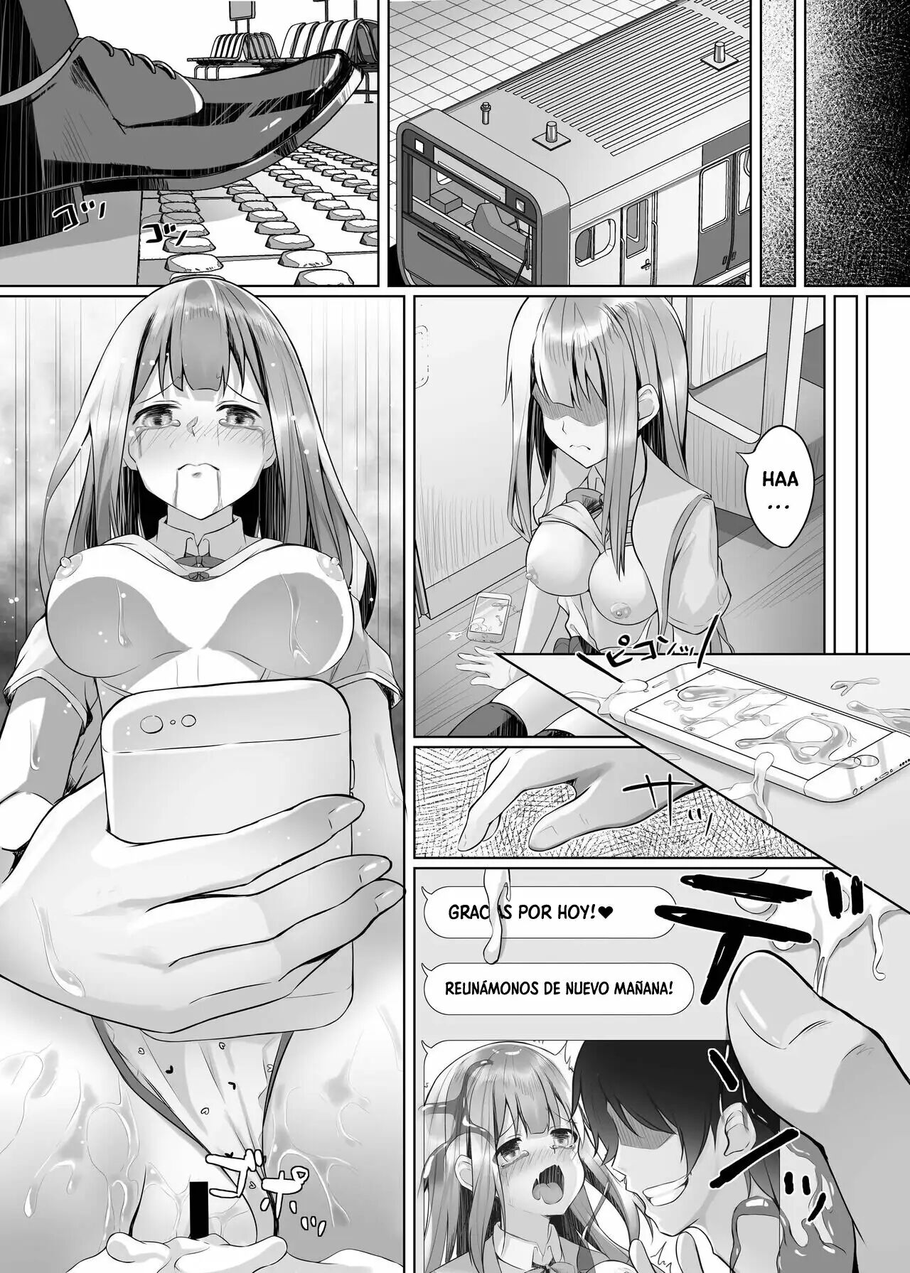 [Koubai Nadeshiko (Akausu Ko)] Gaman to Gaman no Chikan Densha | Un acosador que no puede contenerse en el tren [Spanish] [HSubEsp] [Digital] 图片编号 16