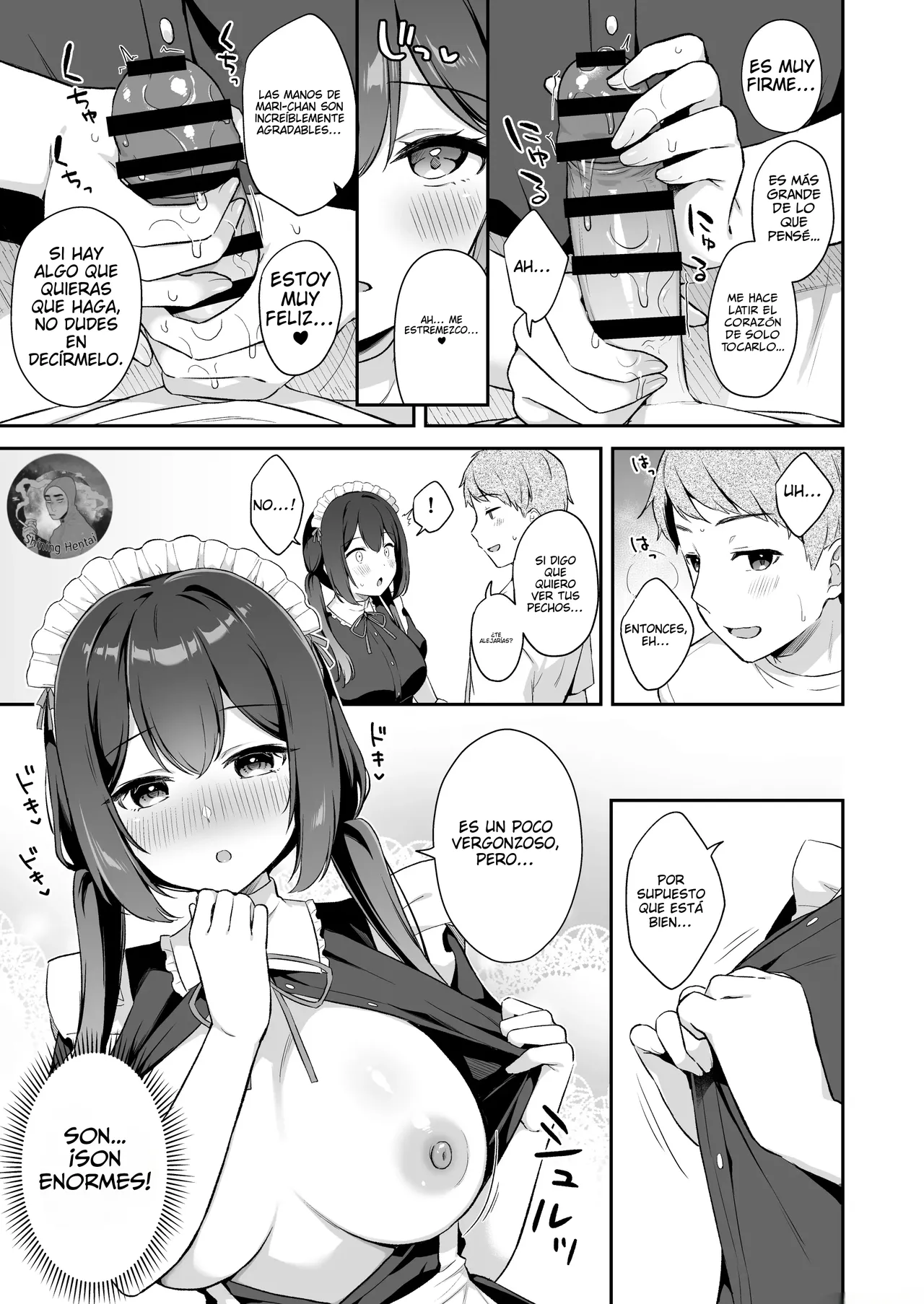 [Tiger Roman (Tiger)] Osananajimi no Toshishita Iyashikei Maid to Issho ni Hatsutaiken Suru Hanashi [Spanish] [Shining Hentai] image number 10