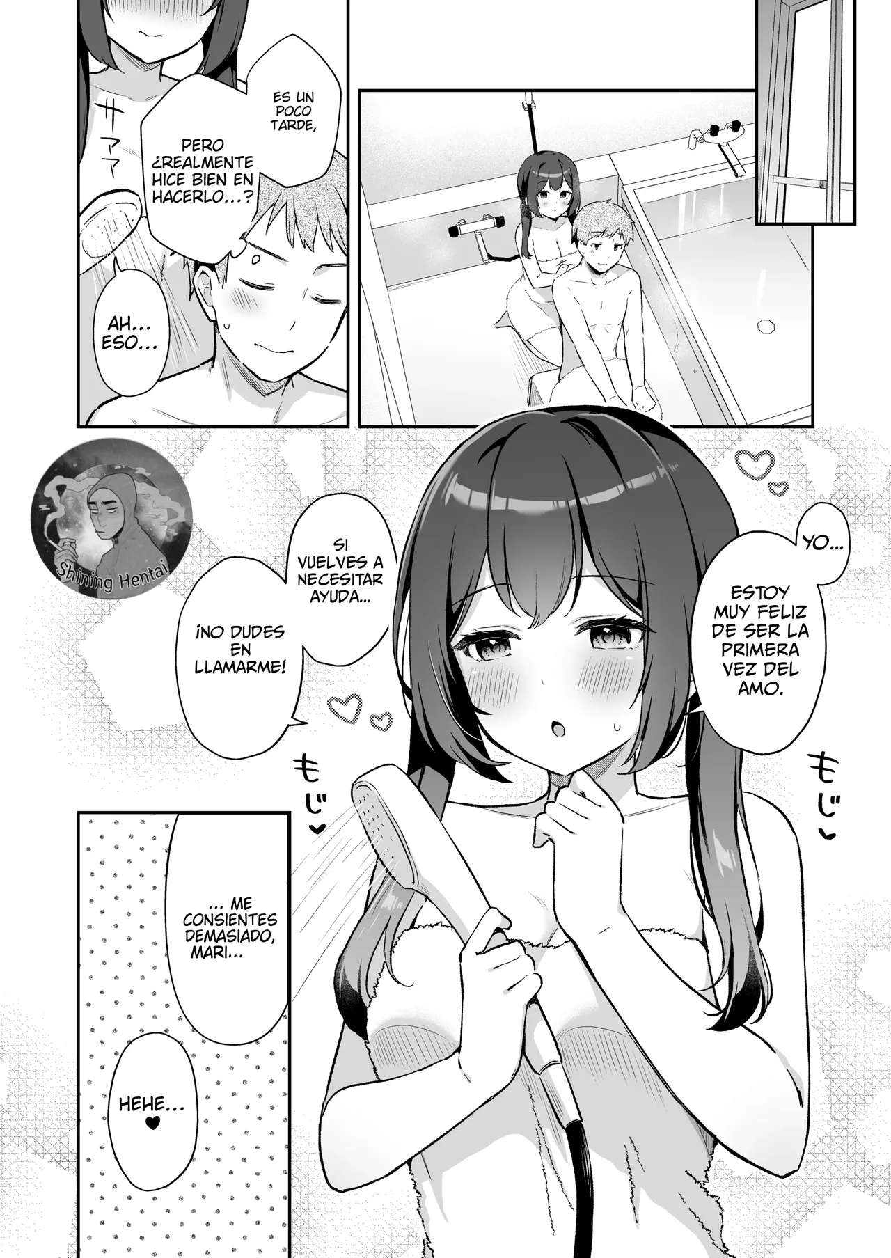 [Tiger Roman (Tiger)] Osananajimi no Toshishita Iyashikei Maid to Issho ni Hatsutaiken Suru Hanashi [Spanish] [Shining Hentai] image number 27