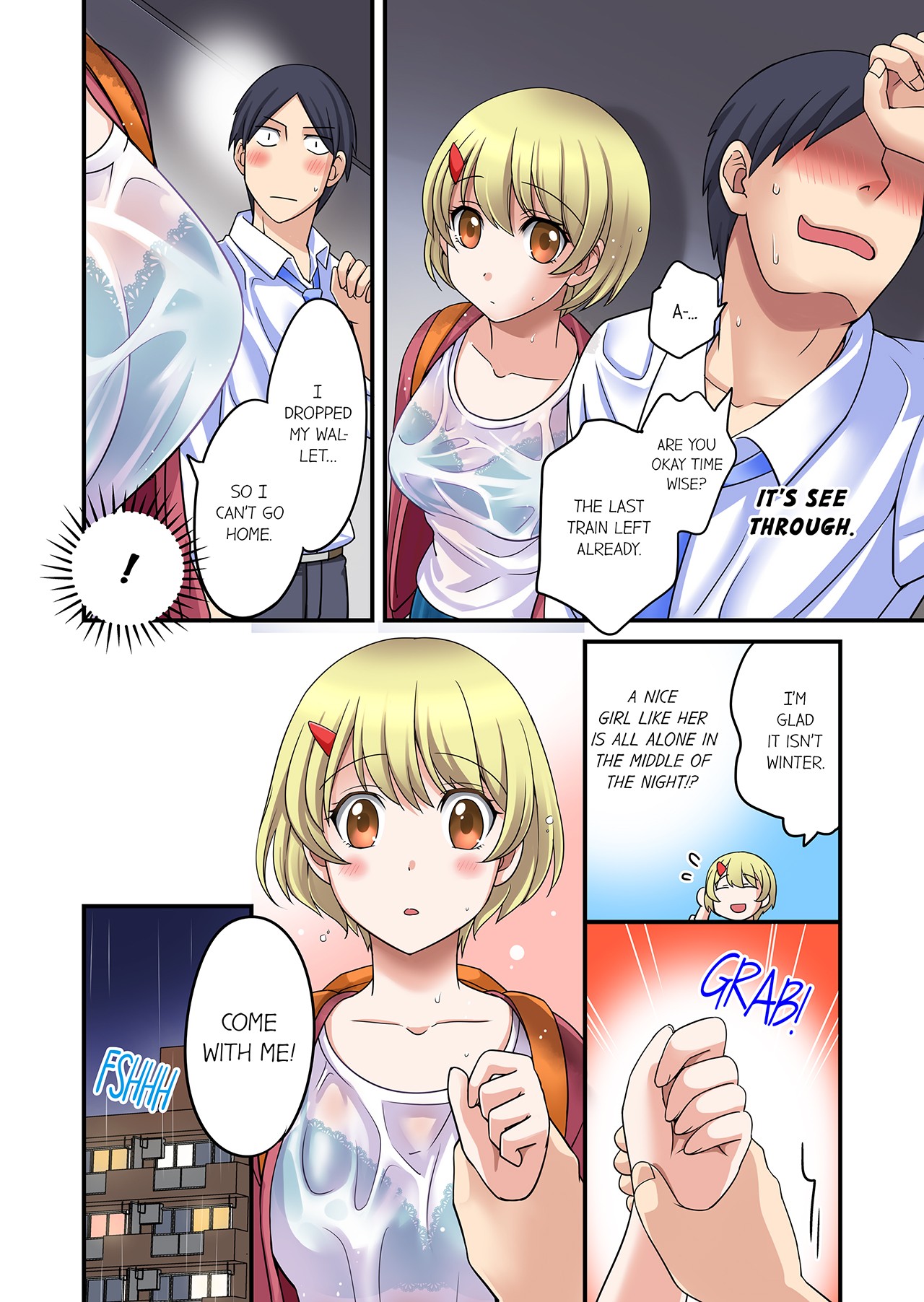 [Megi] Iede-chū no Honki no Bishonure SEX ~ Kondōmu ga Nakunaru made Amayadori Dekiru 1 | Having Sex with Him While Running Away From Home and Drenched - Can I Take Shelter Until You Run Out of Condoms? 1 [English] 6eme image