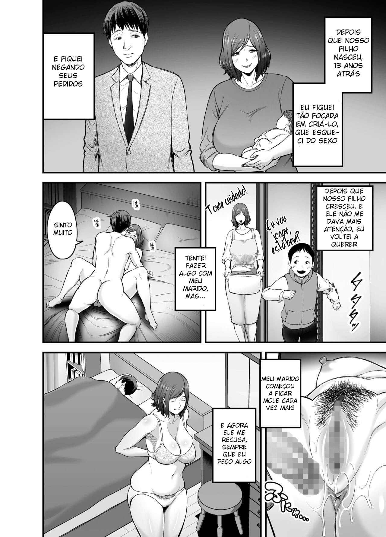 [Ura Meshiya (Maccha Neji)] Sexless de Yokkyu Fuman na Watashi wa, Musuko no Tomodachi to... [Portuguese-BR] 图片编号 5