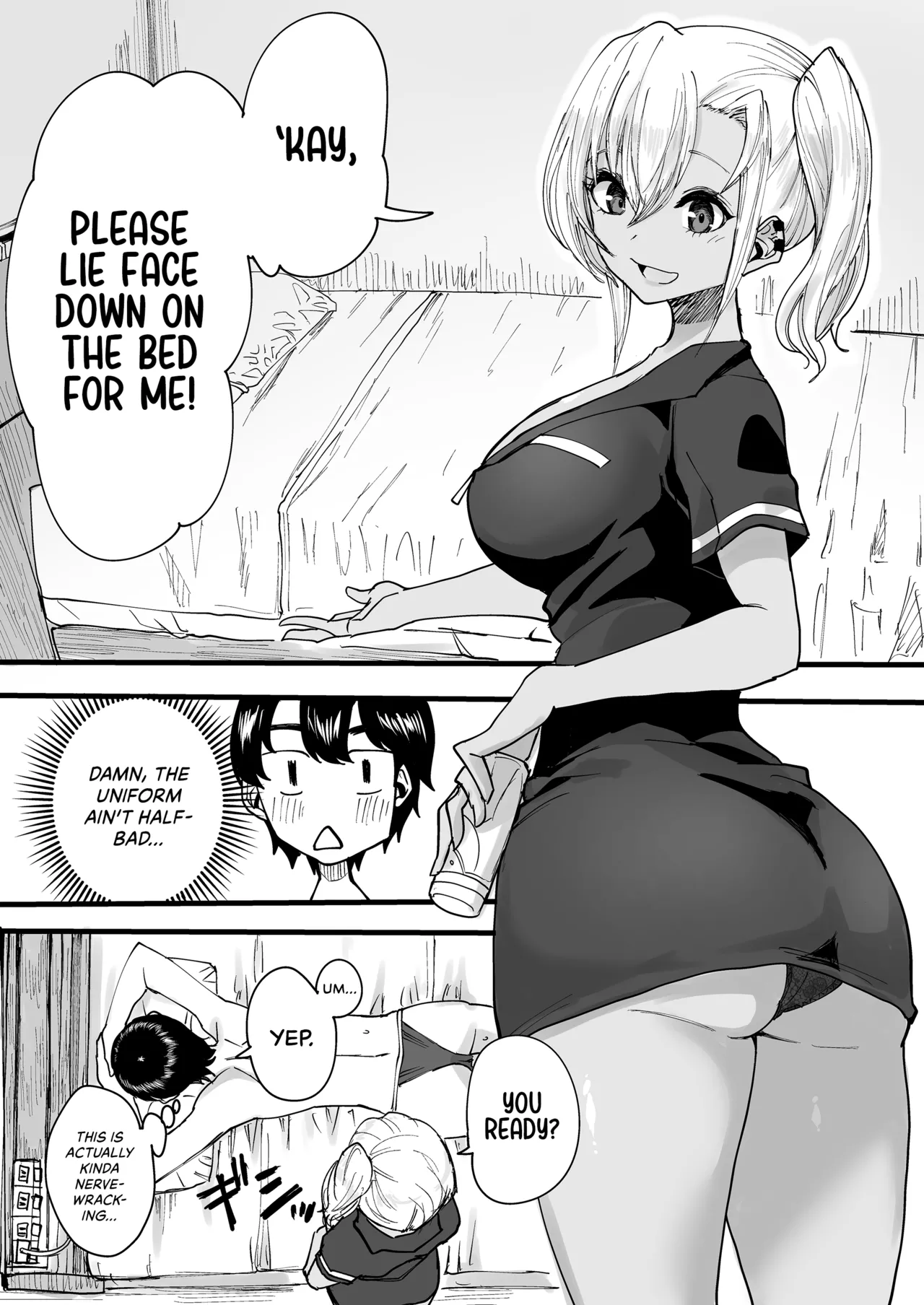 [Kurohamya (Kurosu)] Kurogal Men-esthe Jou ga Yarasetekureru Hanashi | Happy Endings with a Tanned Gyaru Massage Therapist [English] [head empty] [Digital] imagen número 8