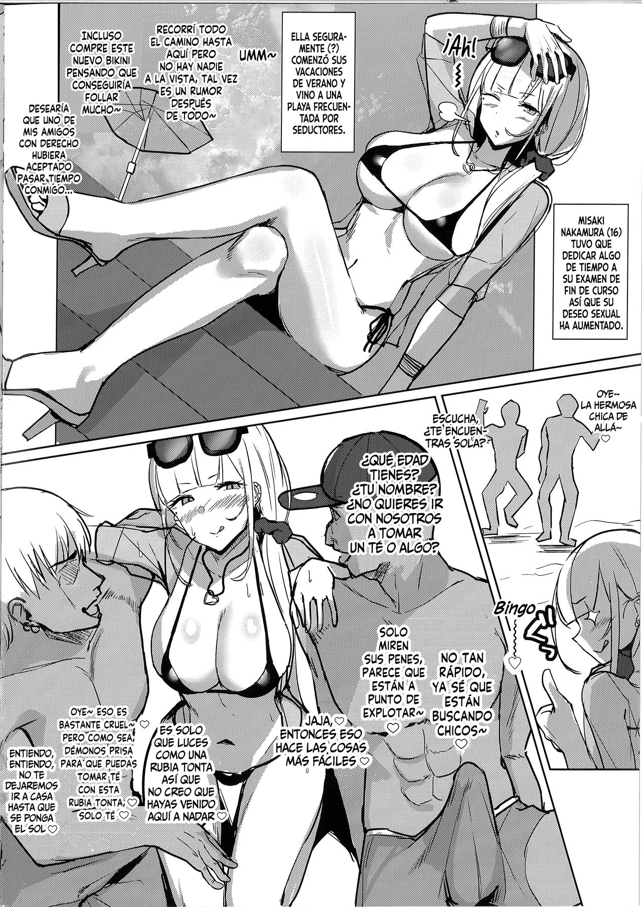 (C96) [EROTOMANIA (Nanae)] Ecchi na Gal JK Bangaihen - Gal JK Misaki-chan Beach de Sokuhame Nanpa SEX [Spanish] [Kai] 이미지 번호 2