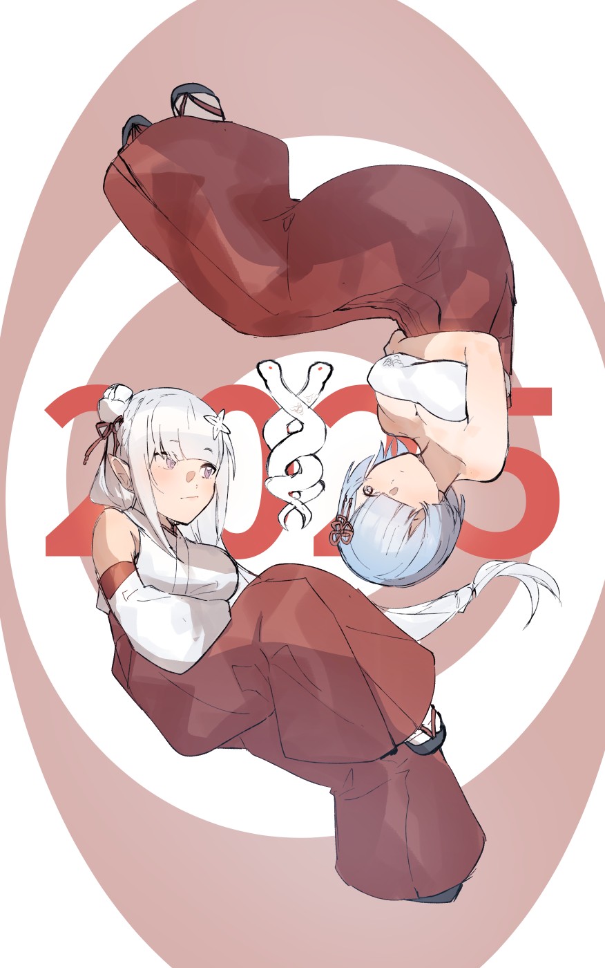 [Angel] Subaru x Emilia and Rem New Year 2025 (Re:Zero kara Hajimeru Isekai Seikatsu) image number 1