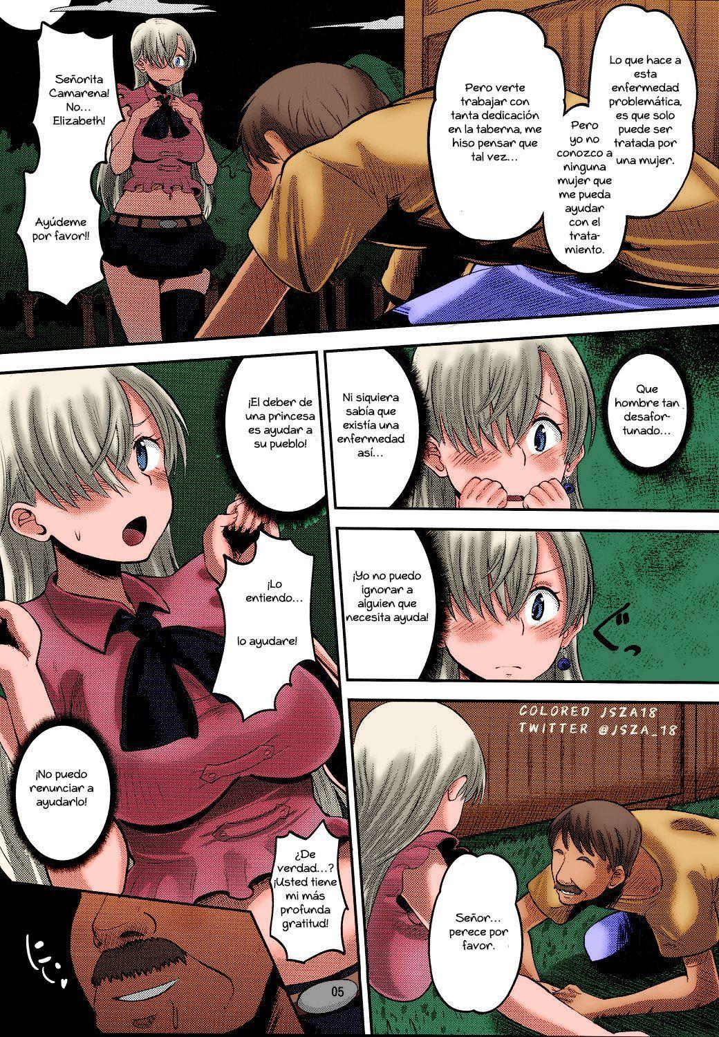 (C87) [AMP (Norakuro Nero)] Damasare Oujo Elizabeth (Nanatsu no Taizai) [Spanish] [Colorized] Bildnummer 4