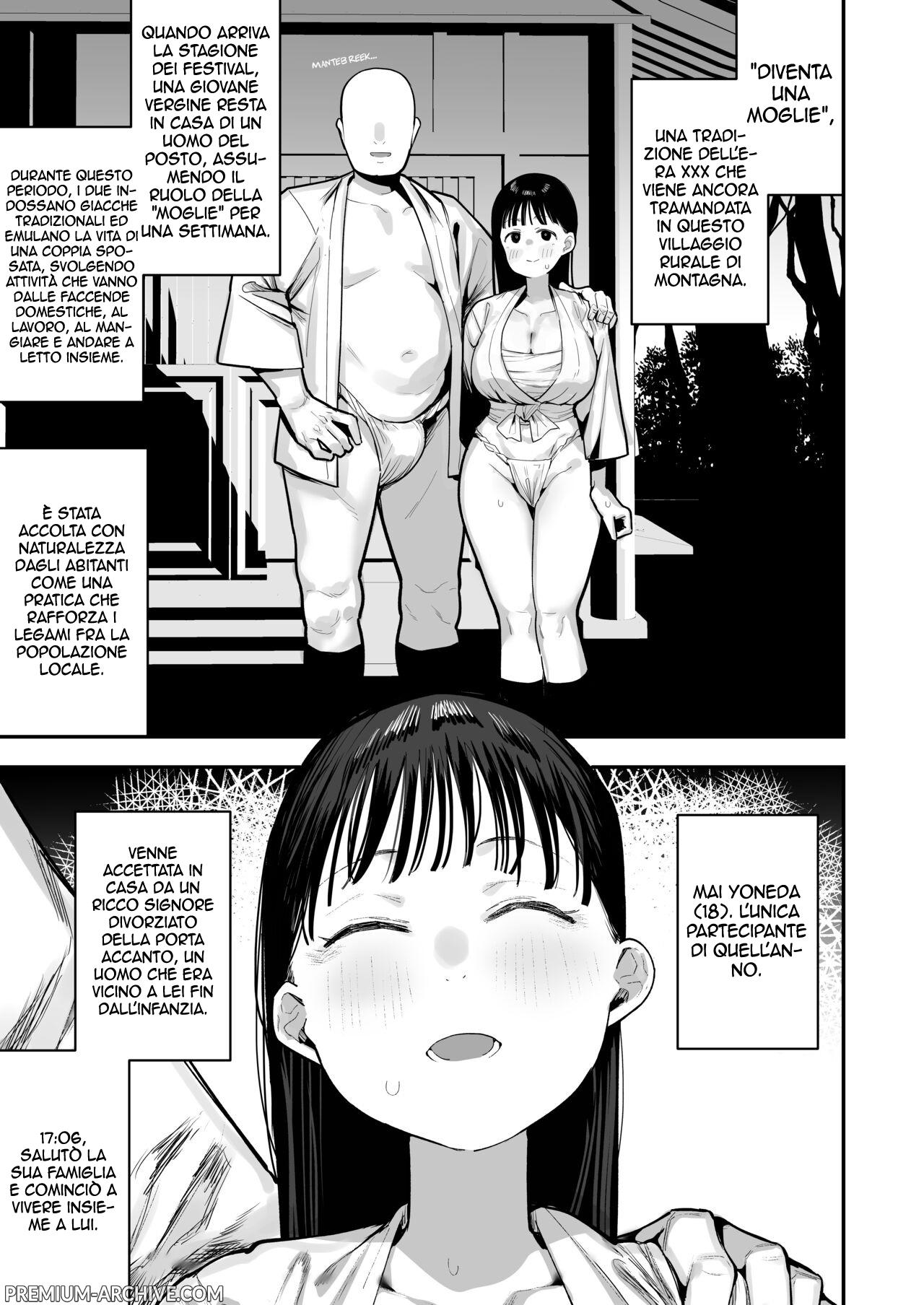 [Anon's Flood Myth (Anon 2-okunen)] "Oyome-san no Renshuu" ga Aru Mura de no Toaru Danjo no Kiroku | Registri di un Uomo e di una Donna nel Villaggio della Pratica delle Mogli [Italian] [Digital] 画像番号 4