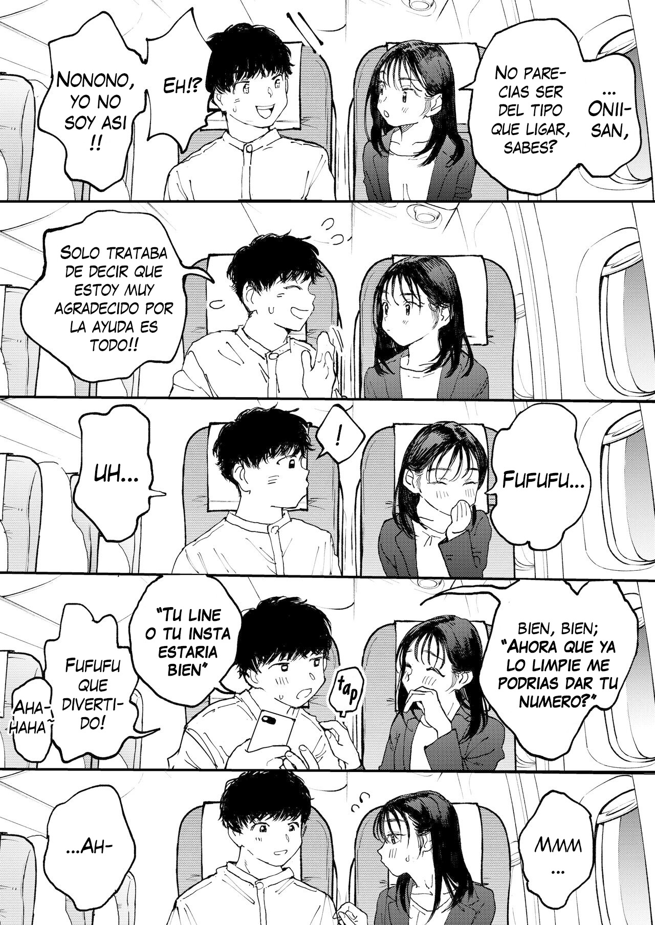 [Denbu Momo] Muramura OL-san wa Hikouki no Naka demo Seiyoku o Mitashitai | La Calenturienta Onee-san Incluso en un Avión Quiere Satisfacer sus Deseos Sexuales [Spanish] [Me Banearon x P3NDEJ0] [Digital] 图片编号 8