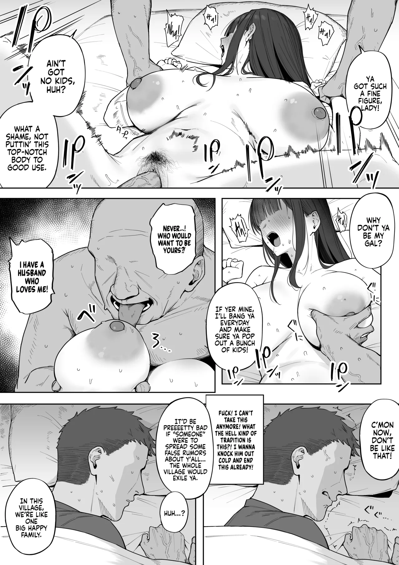 [Almondman] Yobai Fuushuu no aru mura ni Ijuushite shimatta Fuufu | A Couple who moved to a Village with a tradition of Sneaking into a Woman's Bed [English] [Coffedrug] [Decensored] Bildnummer 4