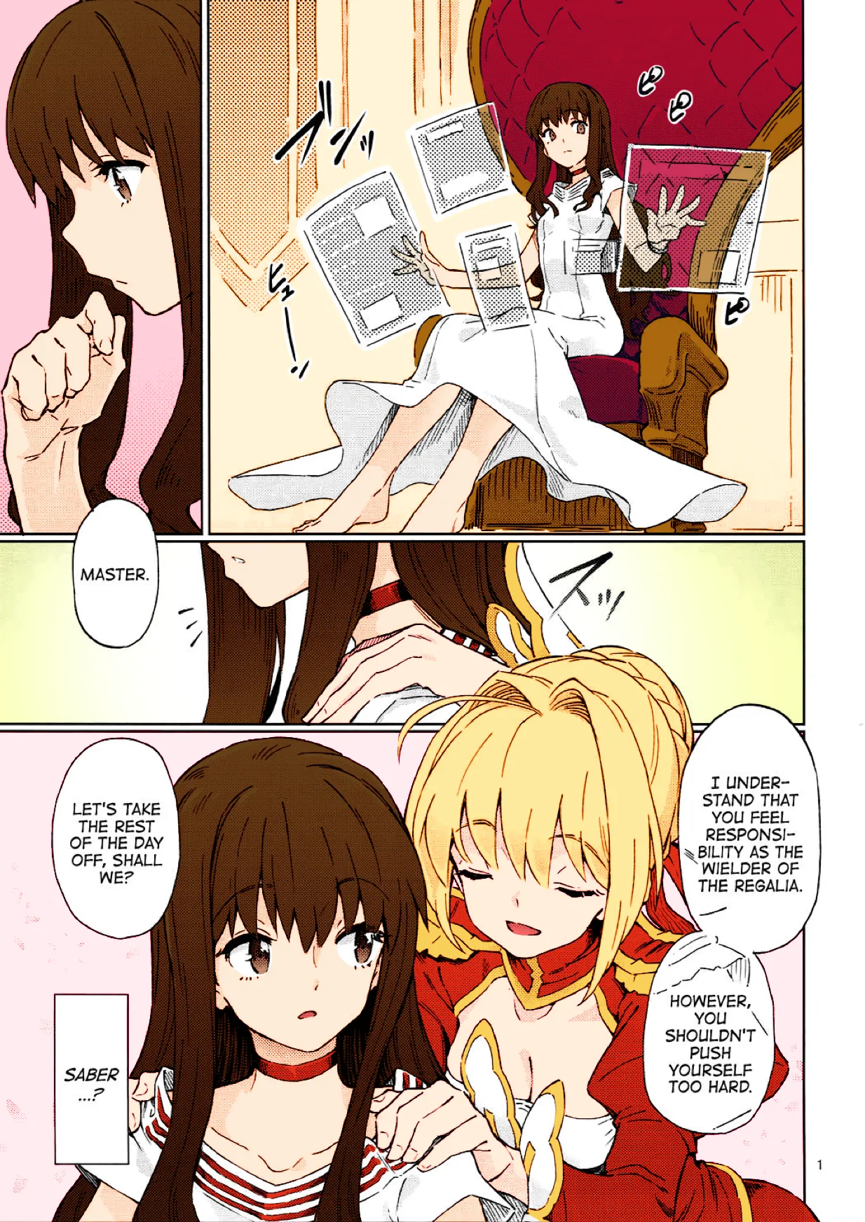 (COMIC1☆11) [Gokusaishiki (Aya Shachou)] Koutei Tokken sEXtella | Imperial Privilege sEXtella (Fate/EXTELLA) [English] [ATF] [Colorized] image number 2