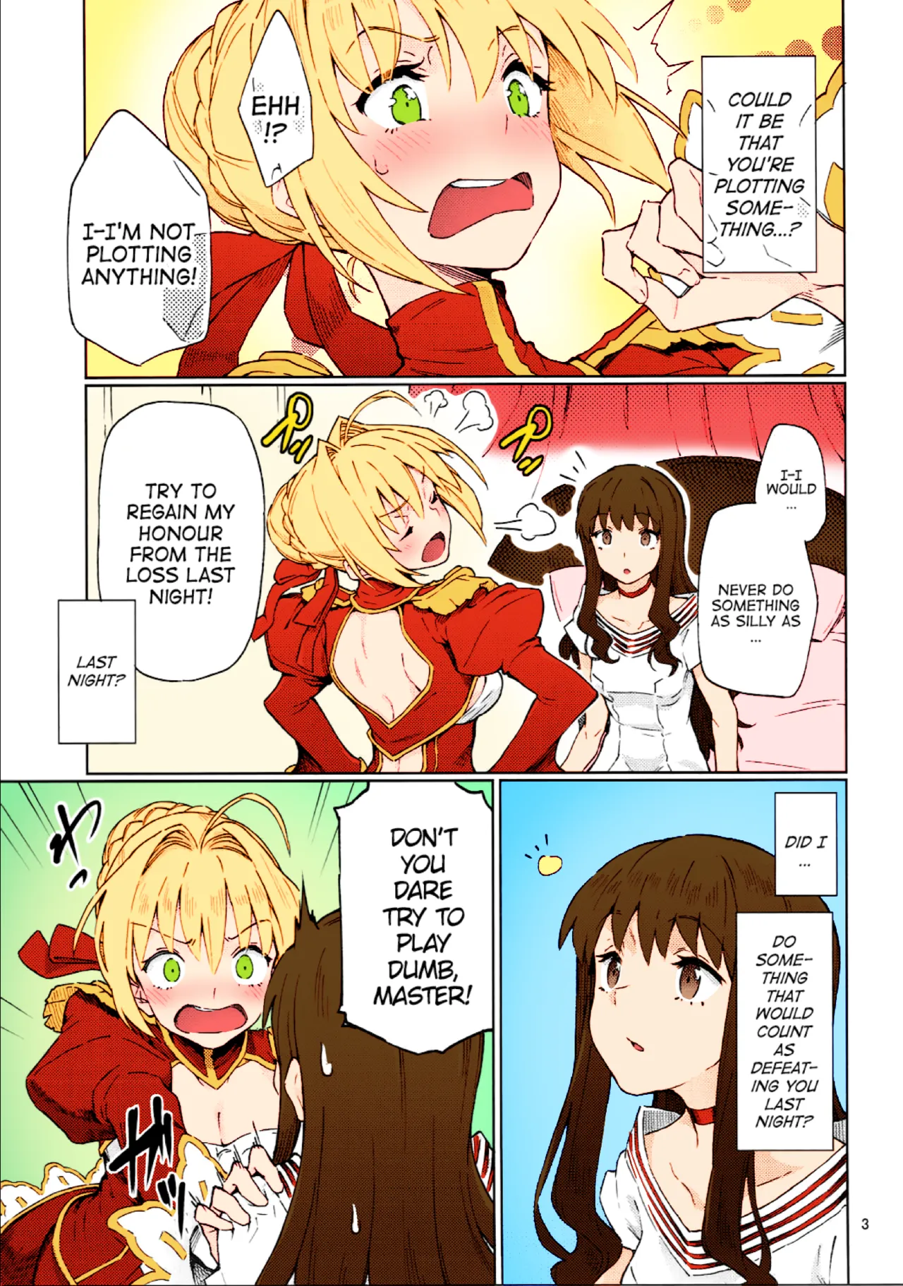 (COMIC1☆11) [Gokusaishiki (Aya Shachou)] Koutei Tokken sEXtella | Imperial Privilege sEXtella (Fate/EXTELLA) [English] [ATF] [Colorized] image number 4