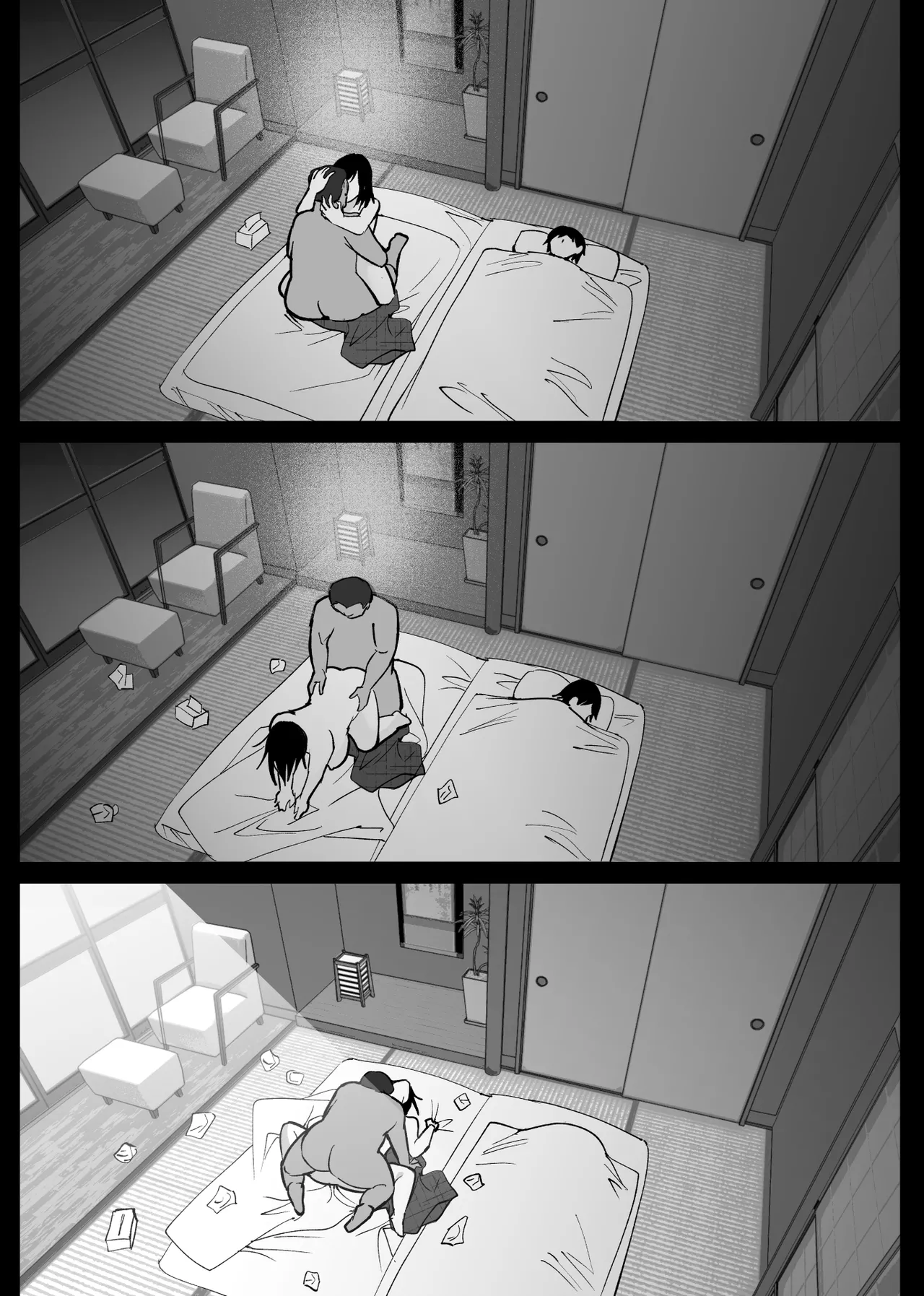 [Hachiko] Ochiru Toki 3 -Ryokan no Kyakushitsu de Otto no Shuushinchuu Okonawareru Tanin Koubi- | 떨어질 때 3 -여관방에서 남편이 자는 동안 벌어진 혼외정사- [Korean] image number 92