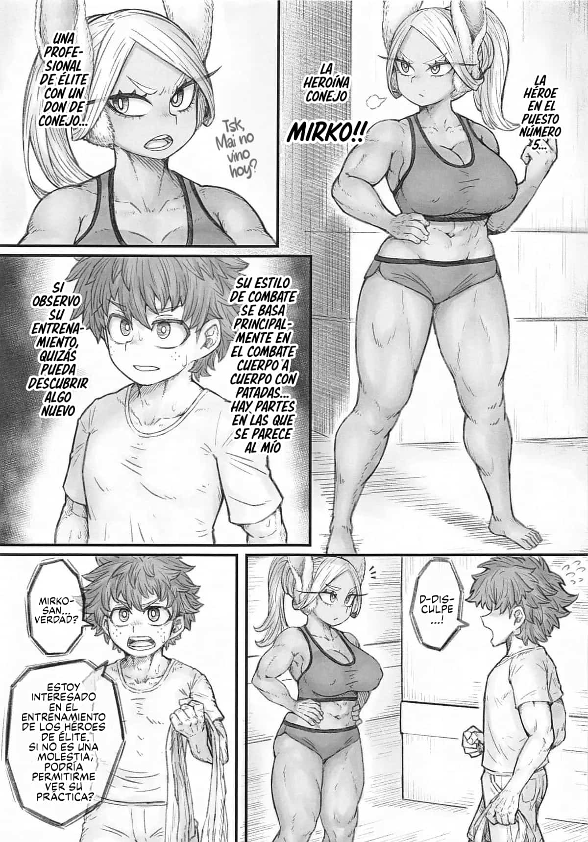 (C104) [Barashio no Kai (saltydanshark)] MIRKO'S ESTRUS MUSCLE TRANING | ENTRENAMIENTO MUSCULAR DE UNA MIRKO EN CELO (Boku no Hero Academia) [Español] [Traducciones Jaguarlo] 图片编号 4