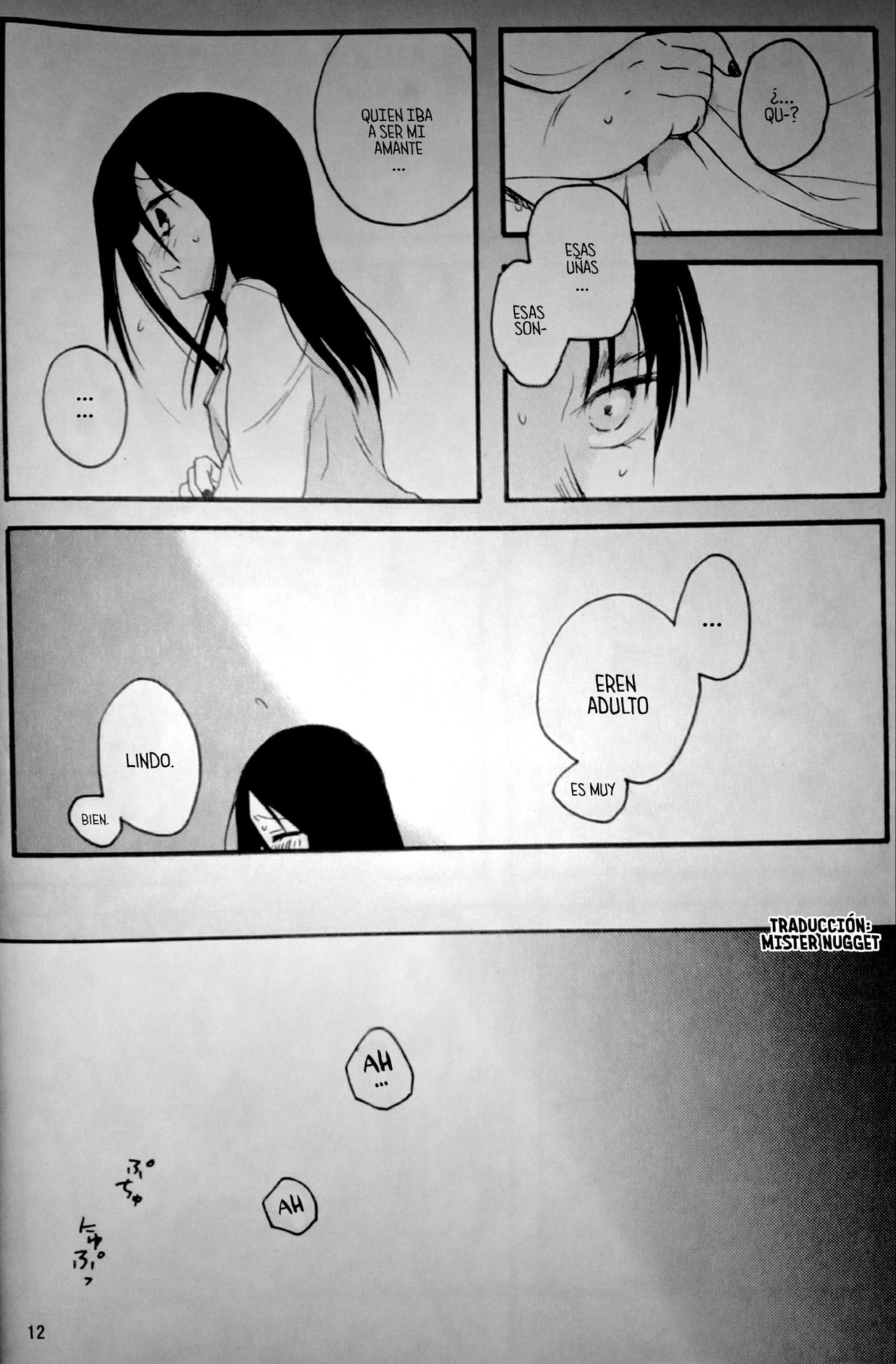 (C86) [iron (Kanae)] 21-sai to 9-sai no Mikasa ni Aisarete Yoru mo Nemurenai Eren no Hanashi (Shingeki no Kyojin) [Spanish] [Mr. Nugget] 图片编号 13