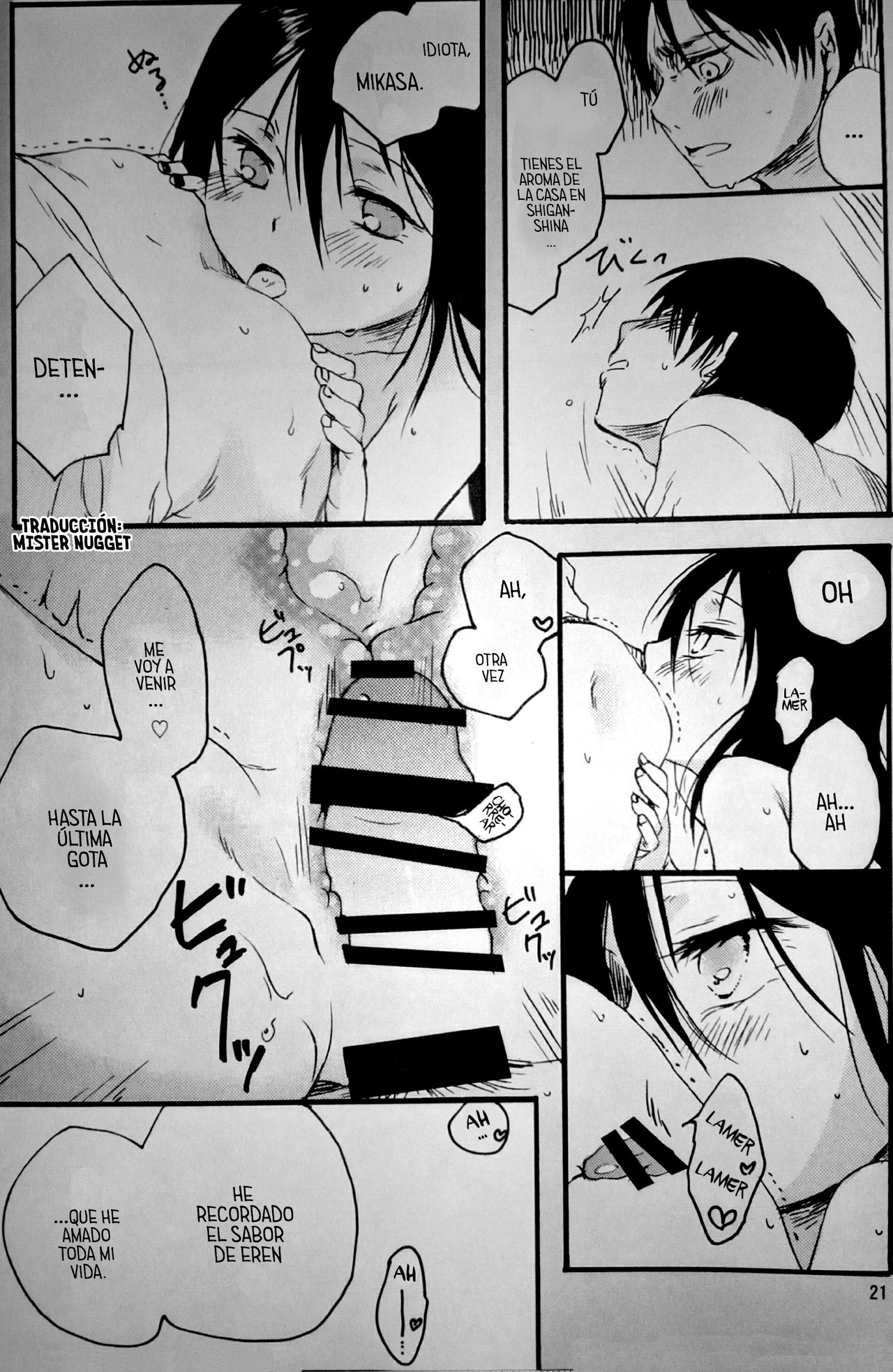 (C86) [iron (Kanae)] 21-sai to 9-sai no Mikasa ni Aisarete Yoru mo Nemurenai Eren no Hanashi (Shingeki no Kyojin) [Spanish] [Mr. Nugget] 图片编号 22