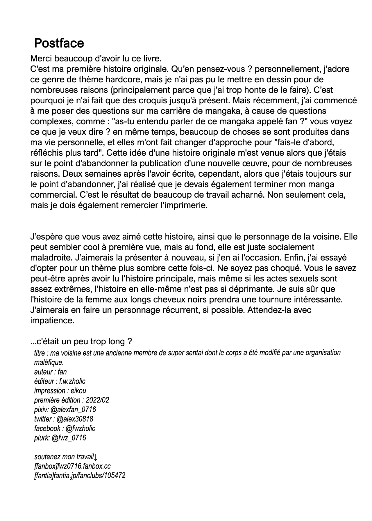 [F.W.ZHolic (FAN)] Otonari-san wa Yami Soshiki ni Nikutai Kaizou sareta Moto Seigi Sentai Member deshita 1 - 4 | Ma voisine est une ancienne membre de super sentai dont le corps a été modifié par une organisation maléfique 1 - 4 [French] [pape245] изображение № 21