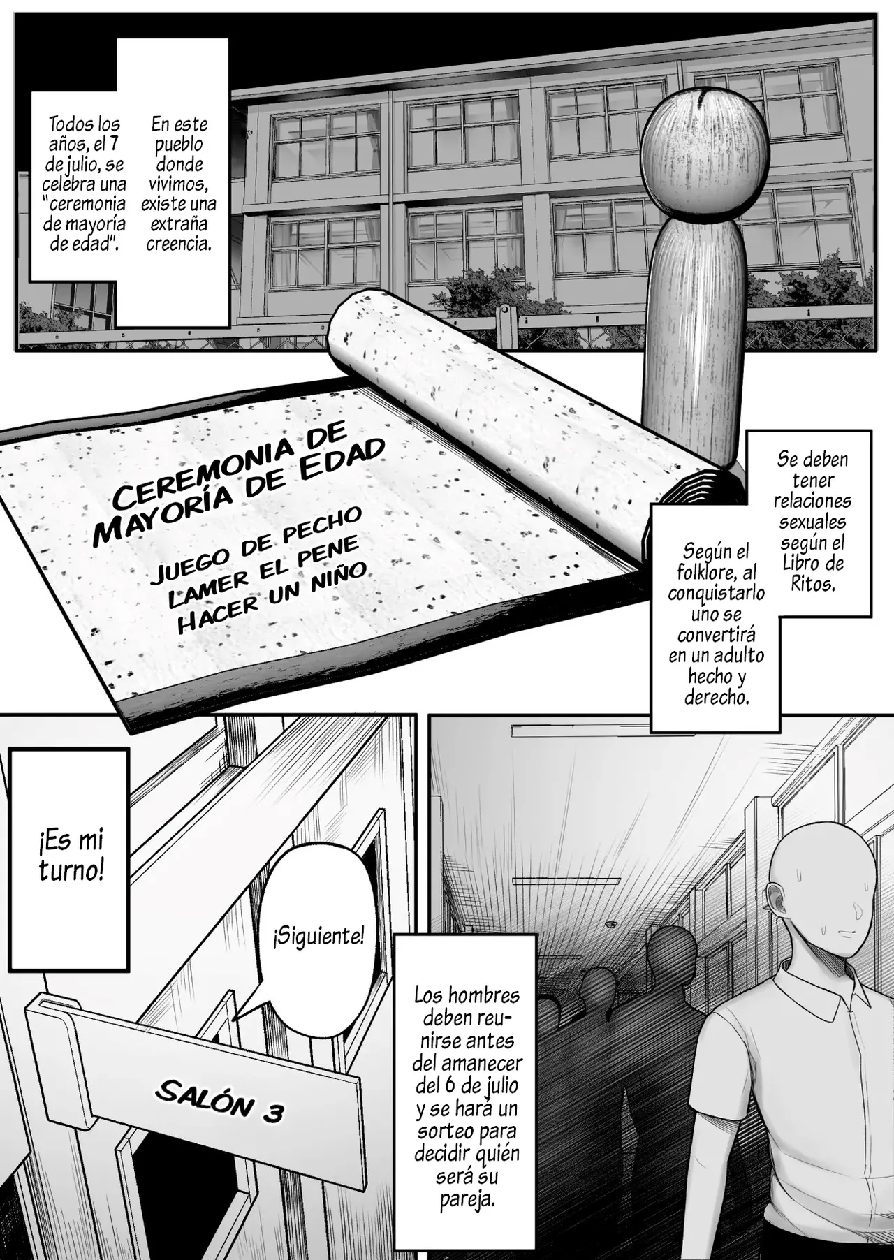 [Kurukuru] Mura no Kishuu de Bakunyuu Yankee to Yareta Hanashi | Pude Tener Sexo Con Una Delincuente De Pechos Enormes Debido A Una Extraña Costumbre Del Pueblo [Spanish] [Al Chile no Sé Scan] image number 6