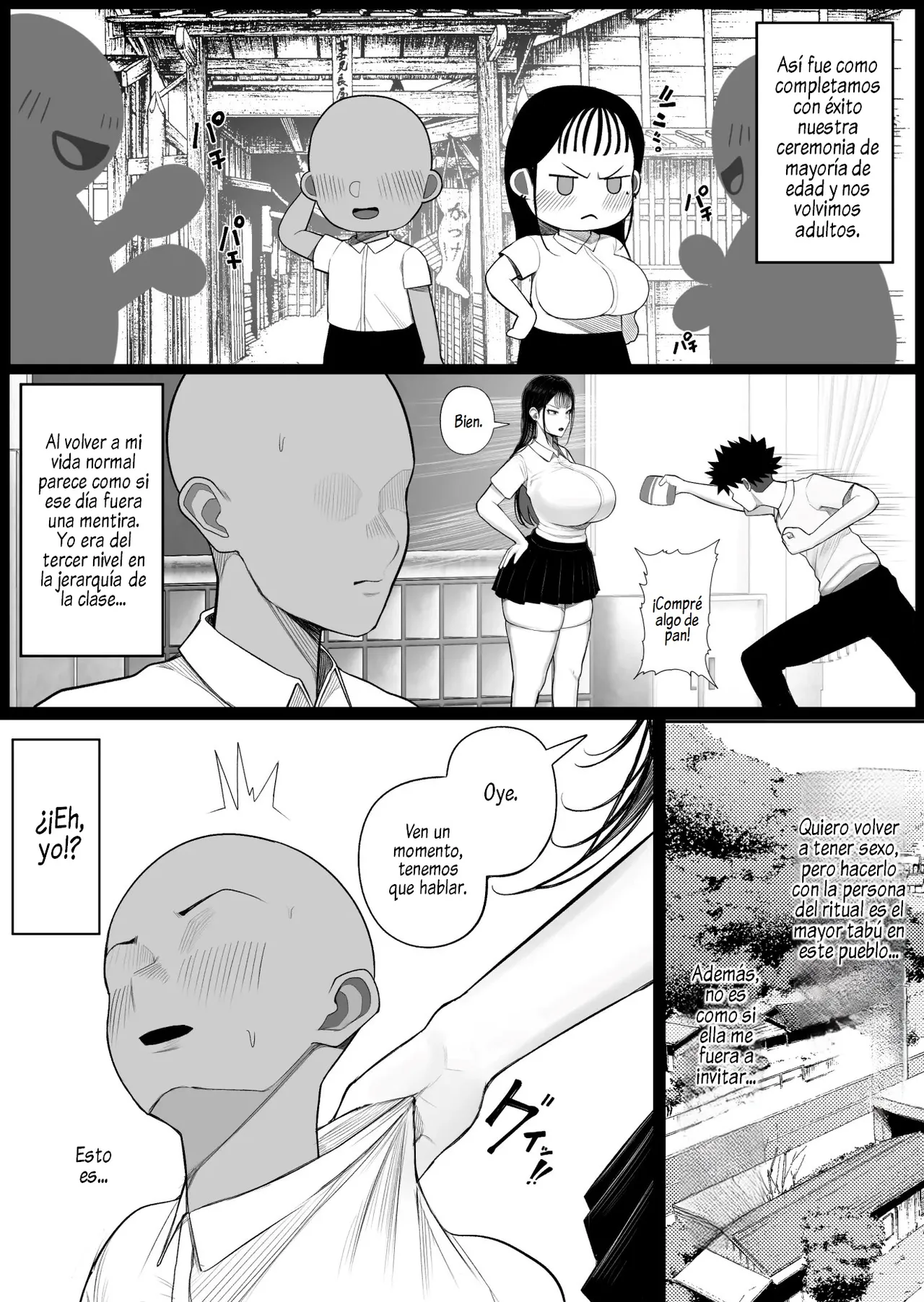 [Kurukuru] Mura no Kishuu de Bakunyuu Yankee to Yareta Hanashi | Pude Tener Sexo Con Una Delincuente De Pechos Enormes Debido A Una Extraña Costumbre Del Pueblo [Spanish] [Al Chile no Sé Scan] image number 40
