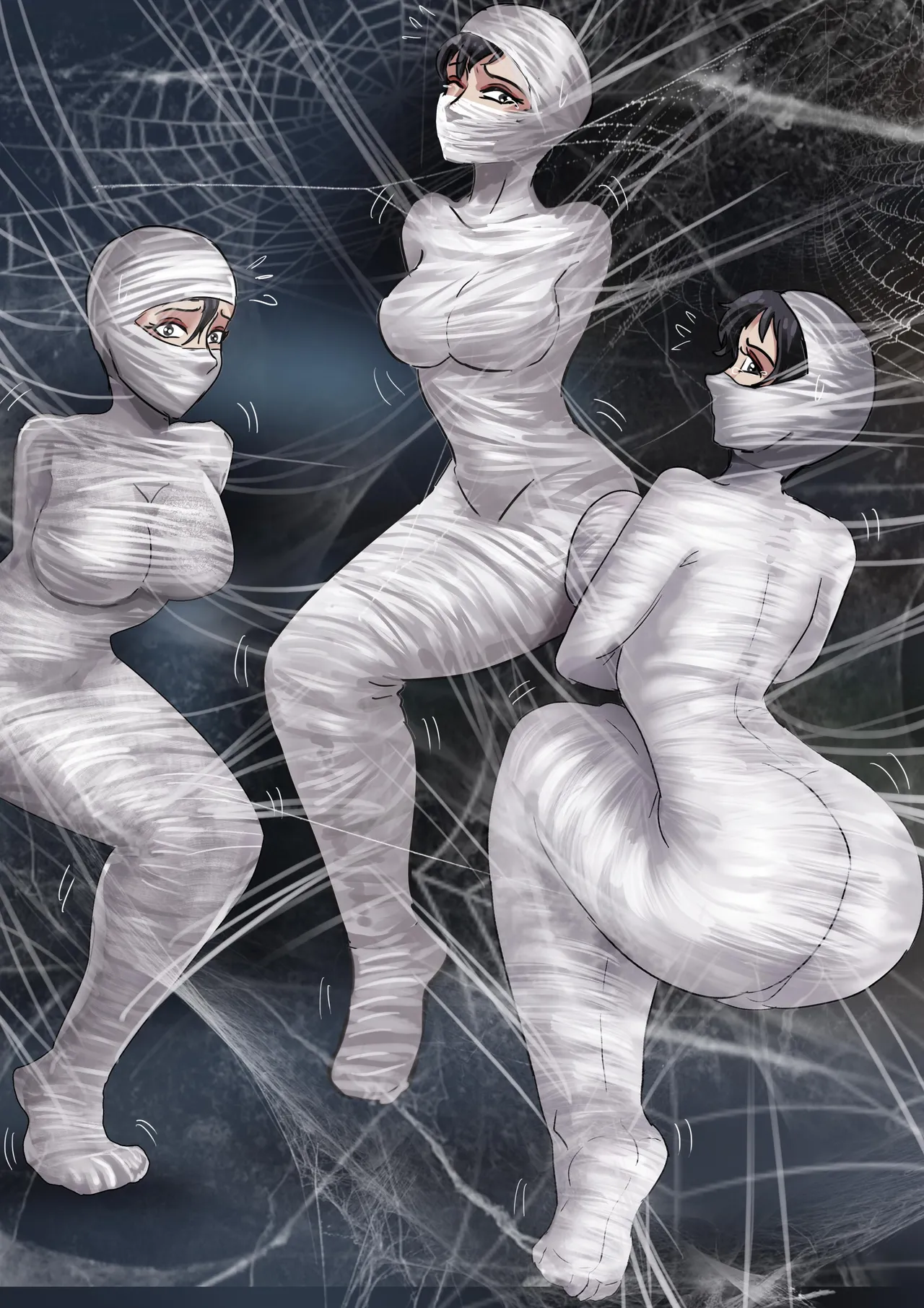 [King]《经典题材—性感女忍者村的陷落》超大规模群缚 黏液 蛛丝 触手 各种玩法 性感情趣女忍被成群囚禁玩弄 numero di immagine  27