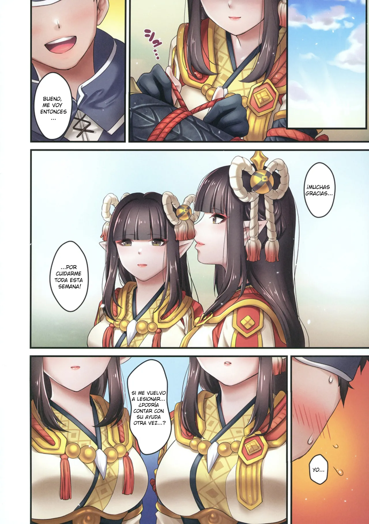 (Mega Akihabara Doujinsai 3) [RedDelicious (Sha)] Ryuujin Futago no Omotenashi | La hospitalidad de las gemelas wyverianas (Monster Hunter Rise) (Spanish) imagen número 17