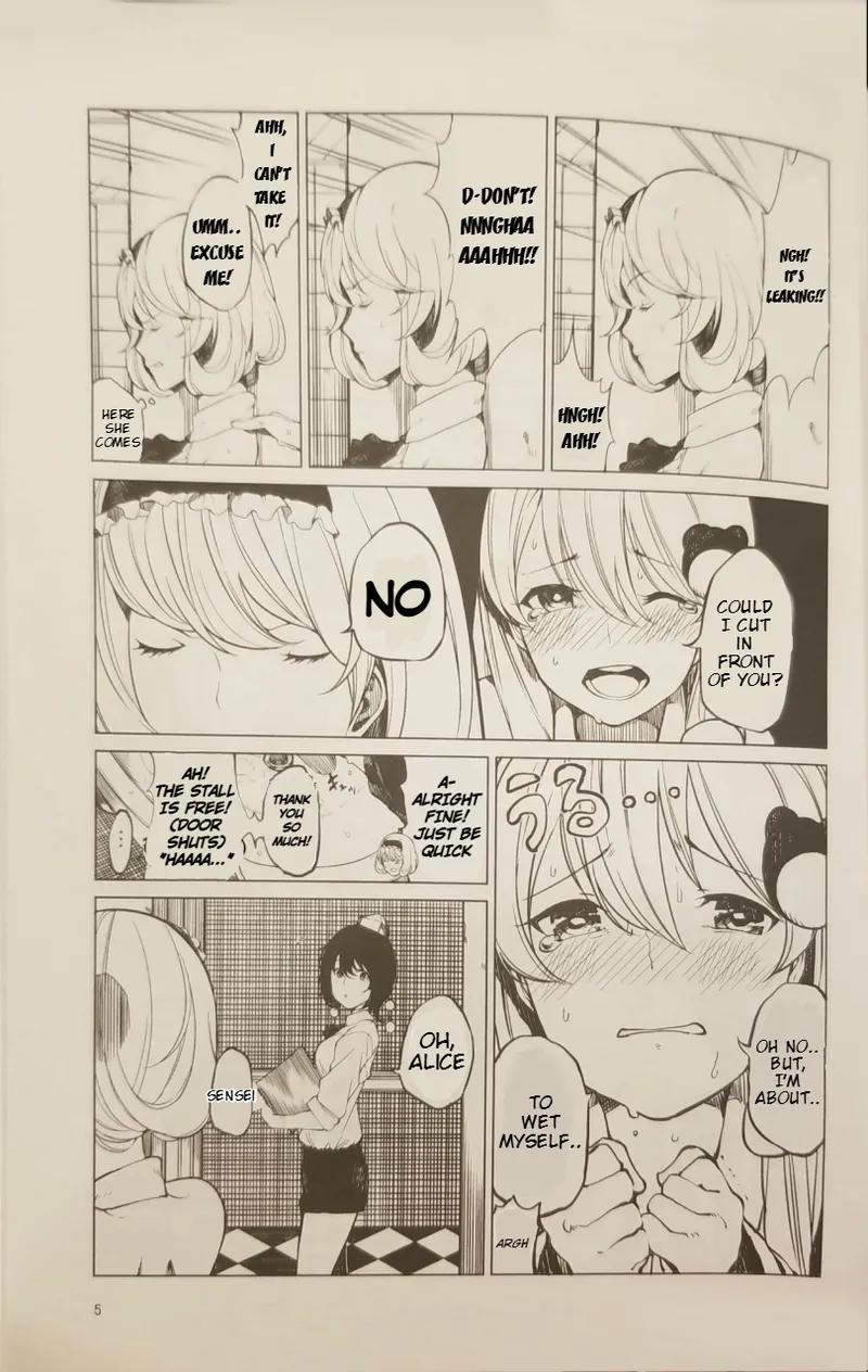 (Reitaisai 15) [Tukimi Atelier (KURUTSUKI)] Toilet ni Ikitai! Alice desu ga | I want to go to the bathroom! Alice version (Touhou Project) [English] Re-edited image number 4