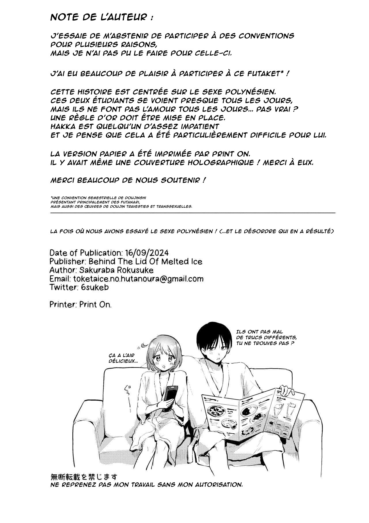 [Toketa Ice no Futa no Ura (Sakuraba Rokusuke)] Polynesian Sex o Kokoromiru Kai | La fois où nous avons essayé le sexe polynésien ! ...et le désordre qui en a résulté. [French] [Lopxi] [Digital] 33eme image