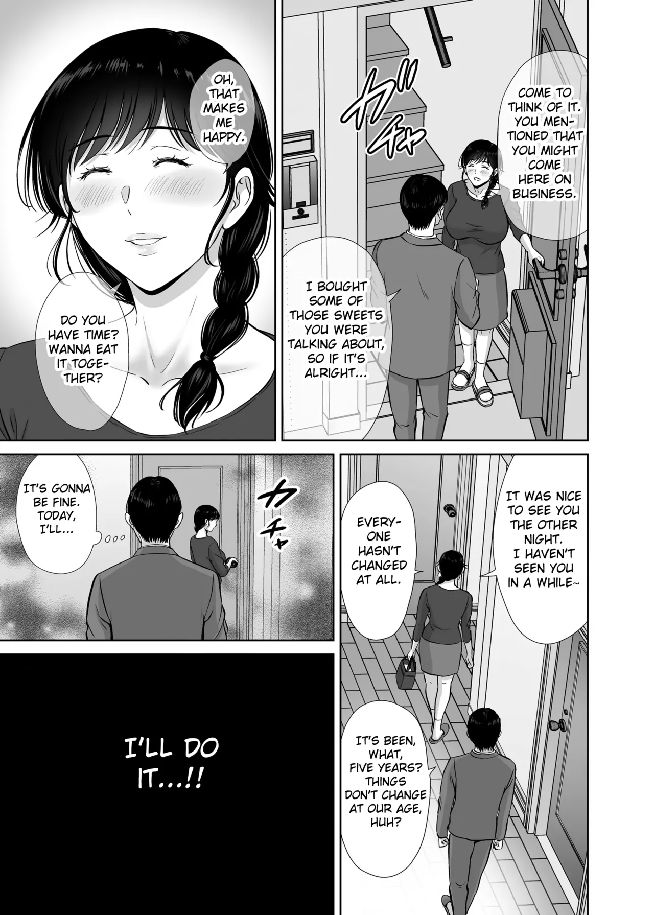 [Melon no Hoshiboshi (Hoshiduki Melon)] Kyonyuu Kaa-san ga Boku no Me mo Mae de Oji-san no Namachin de Ikimakutta Hanashi [Digital] (english) (Fated Circle) image number 7