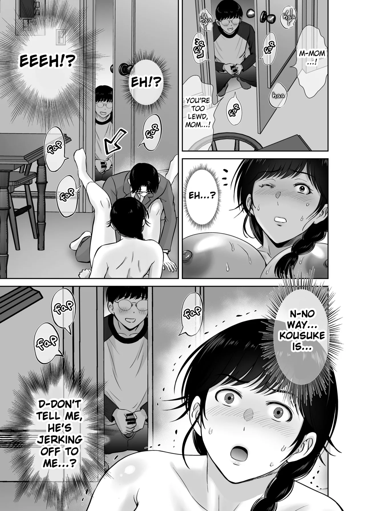 [Melon no Hoshiboshi (Hoshiduki Melon)] Kyonyuu Kaa-san ga Boku no Me mo Mae de Oji-san no Namachin de Ikimakutta Hanashi [Digital] (english) (Fated Circle) image number 49