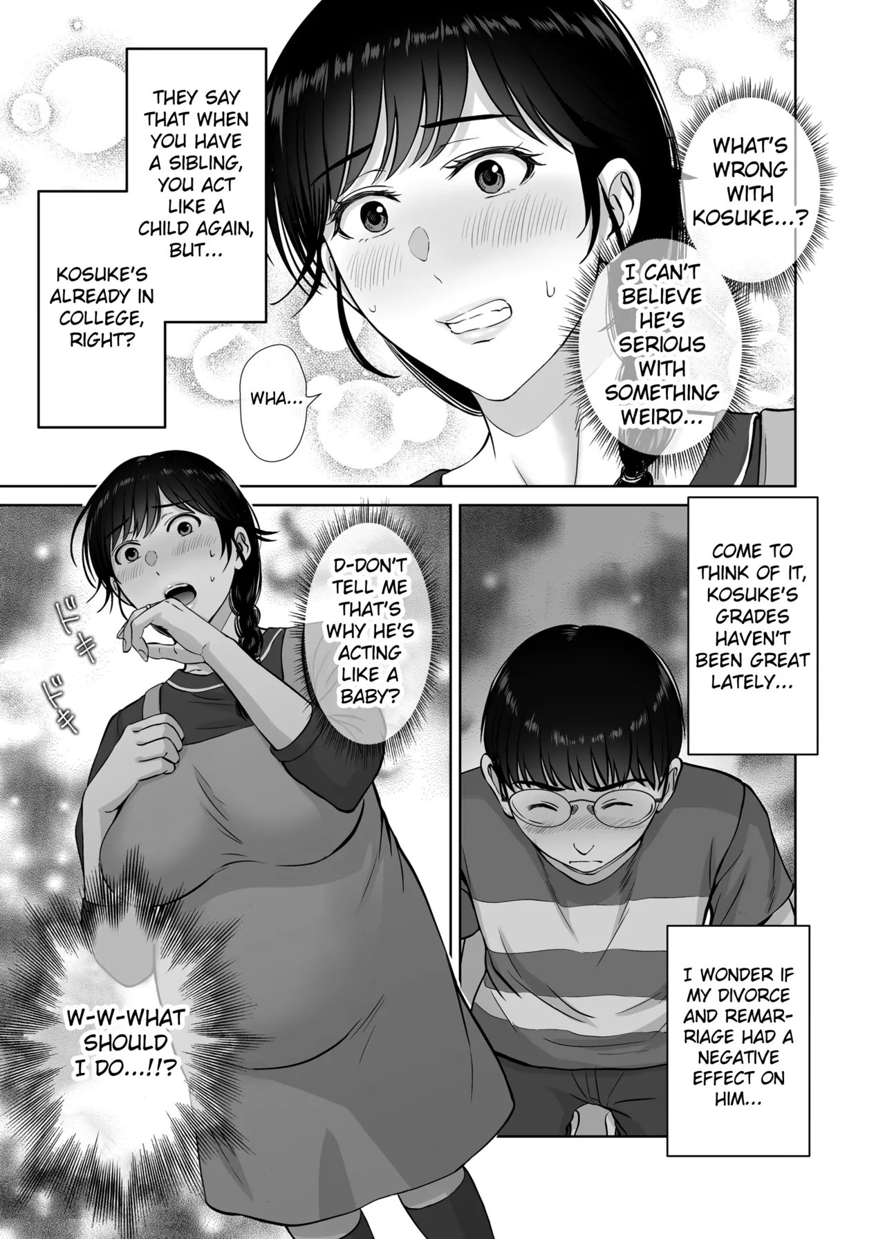 [Melon no Hoshiboshi (Hoshiduki Melon)] Kyonyuu Kaa-san ga Boku no Me mo Mae de 2 ~Bonyuu Mamire de Ikimakutta Hanashi~ [Digital] (english) (Fated Circle) Bildnummer 36