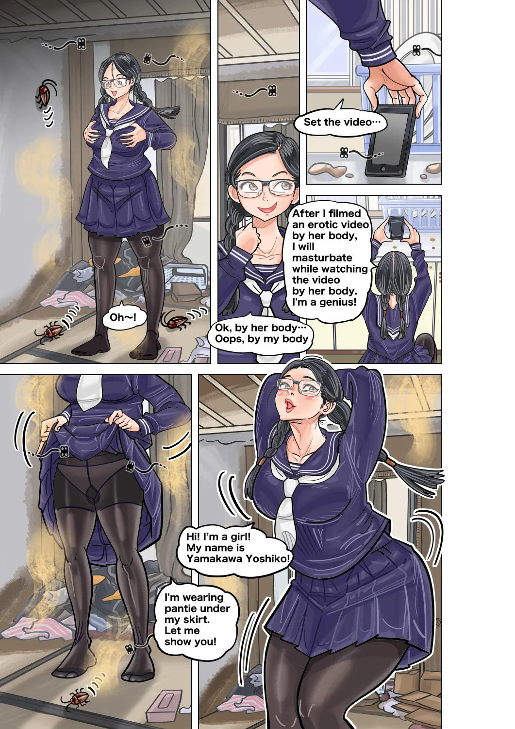 [English]地味な巨乳女学生と巨乳好きおじさんの体入れ替わり image number 11