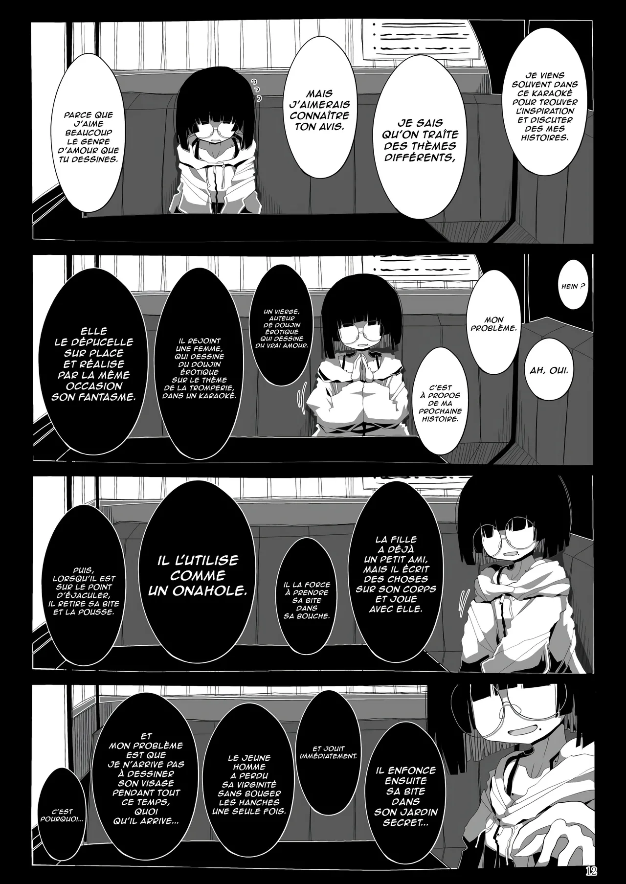 [Seken no Katasumi (Kaeruyama Yoshitaka)] Jimi de Otonashisou ni Miete Doutei wo Taberu no ga Shumi no Warui Onna no Ko Doujin Sakka-chan ni Seiheki wo Dame ni Sareru Douteikuntachi no Hanashi [French] [Lopxi] [Digital] 画像番号 11