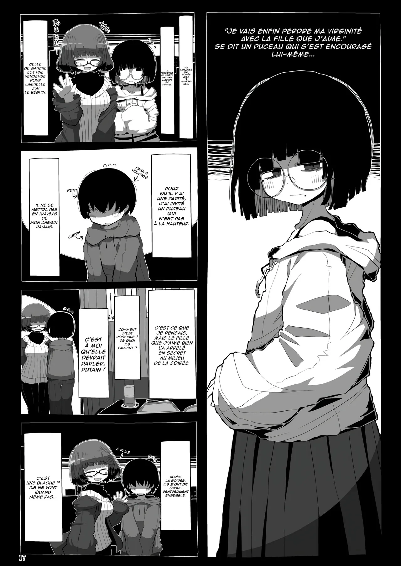 [Seken no Katasumi (Kaeruyama Yoshitaka)] Jimi de Otonashisou ni Miete Doutei wo Taberu no ga Shumi no Warui Onna no Ko Doujin Sakka-chan ni Seiheki wo Dame ni Sareru Douteikuntachi no Hanashi [French] [Lopxi] [Digital] 画像番号 16