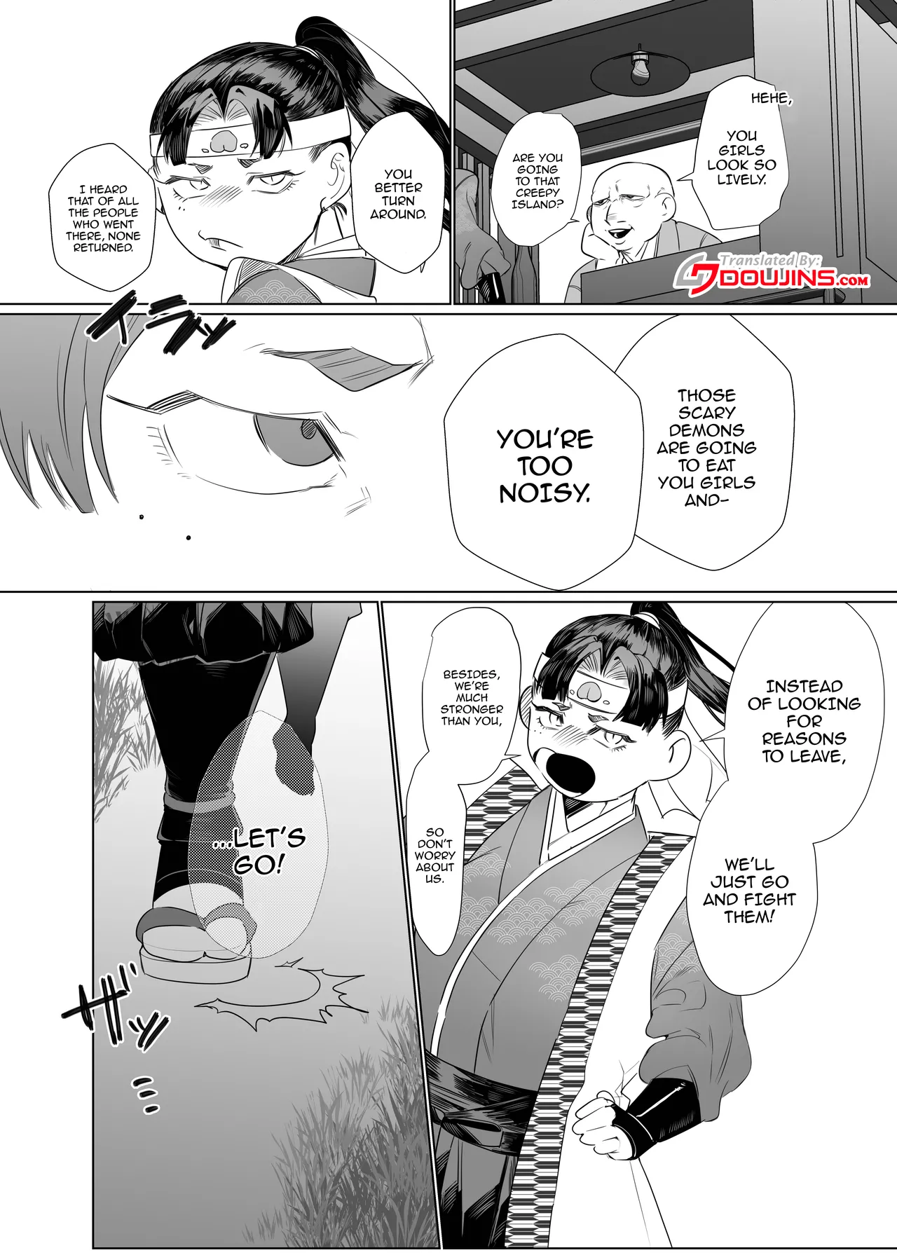 [Bonnou no Tamatebako (Nuchitsu Nanako)] Onnanoko no Momotarou to Deka Tsuyo Oni-san | Female Momotaro And The Huge, Strong Demon [English] {Doujins.com} изображение № 4