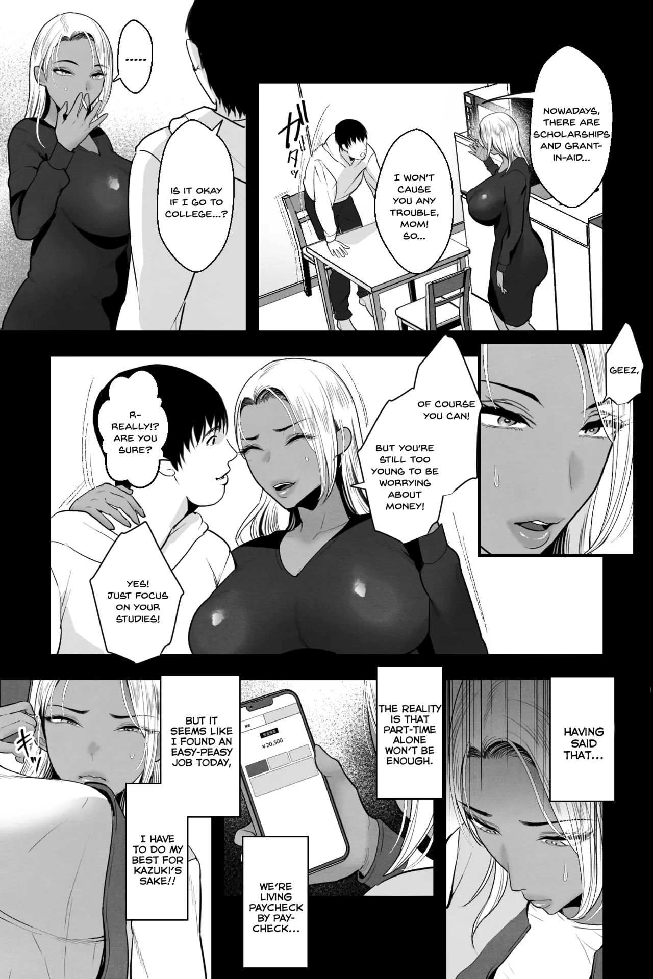 [Ginshio Honpo (Ginen)] Kinpatsu Kuro Gal no Hahaoya ga, Yami Beit de Damasarete Musuko to AV Satsuei [English] [SDTLs] изображение № 4