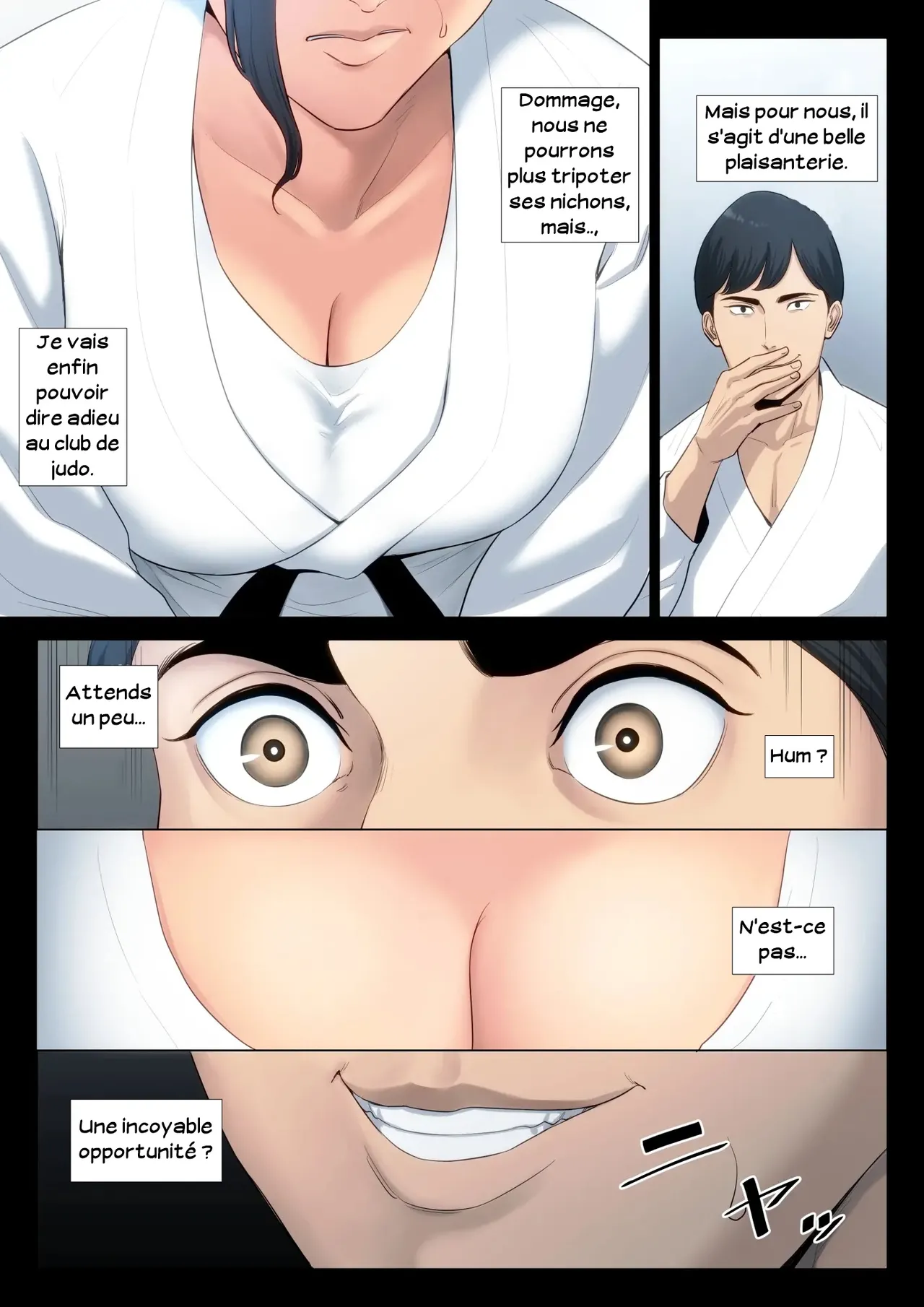 [Tamagou] Juudoubu Komon no Onna Kyoushi ga Tsumihoroboshi no Tame ni Buin-tachi ni Mawasareru Hanashi. | Une enseignante coach du club de judo se donne aux membres du club pour expier sa faute [French] [Serviteur] 图片编号 14