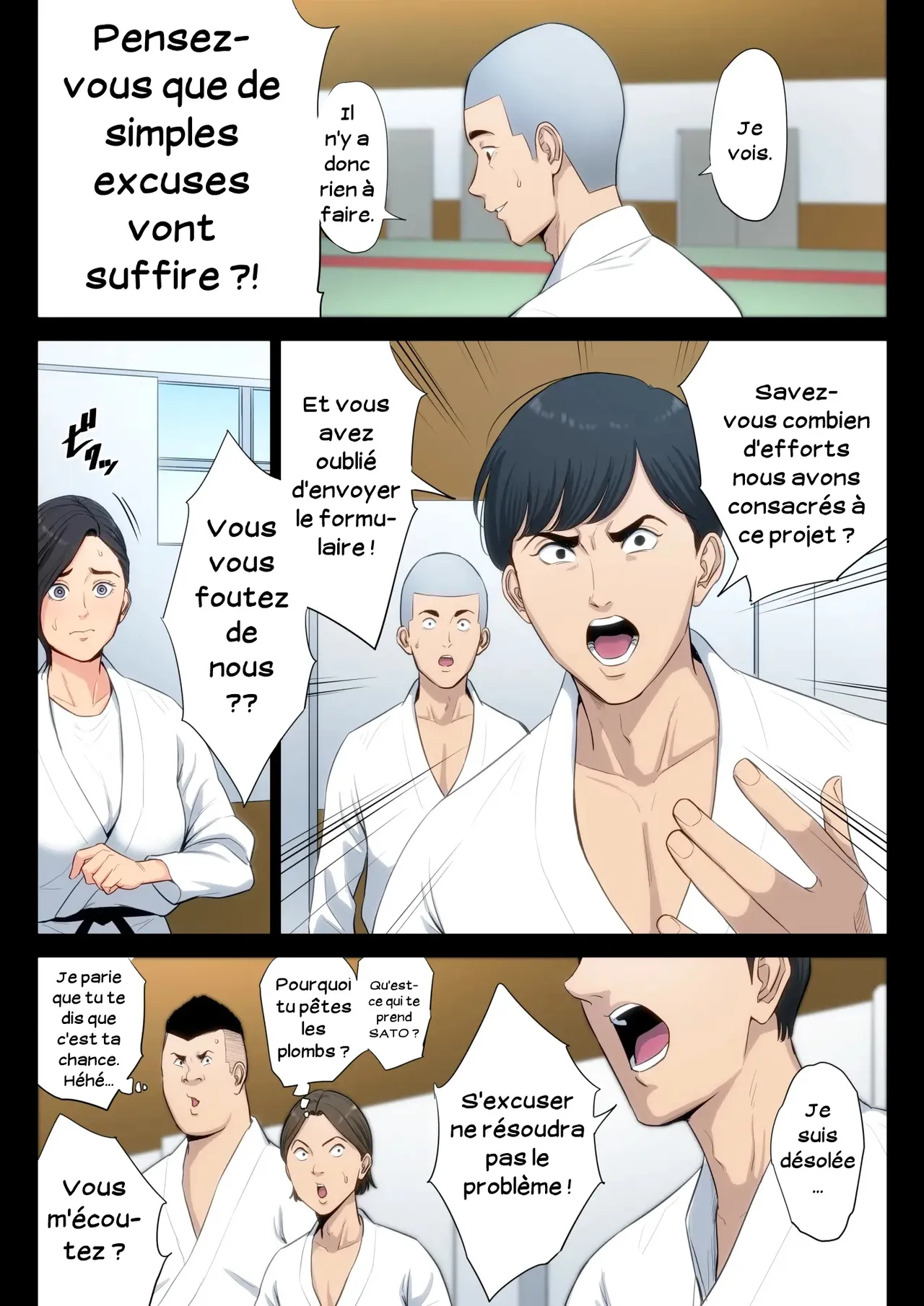 [Tamagou] Juudoubu Komon no Onna Kyoushi ga Tsumihoroboshi no Tame ni Buin-tachi ni Mawasareru Hanashi. | Une enseignante coach du club de judo se donne aux membres du club pour expier sa faute [French] [Serviteur] 图片编号 15