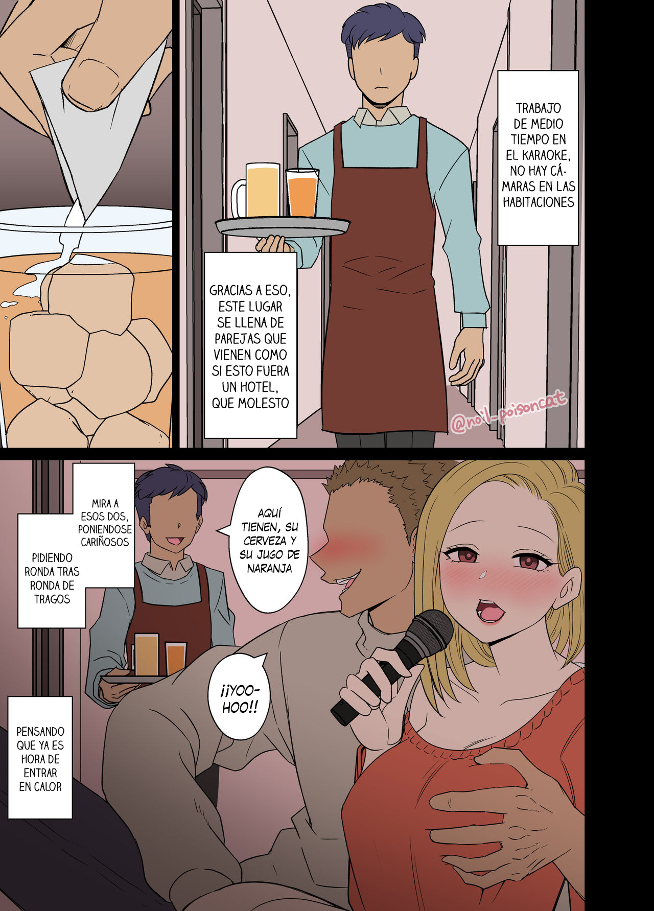 [Dokuneko Noil] Yotta Kappuru ni Warui Koto o Suru Hanashi｜Haciéndole cosas malas a una pareja borracha [Spanish] [Traducciones necesarias] 图片编号 2