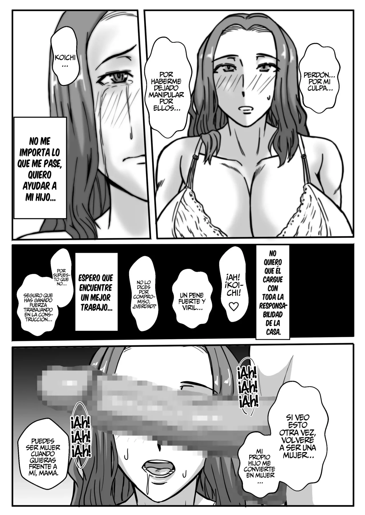 [Karakuri Korokke] Haha ga Ijimekko ni Netorarete...｜Mi mamá fue seducida por los bravucones... [Spanish] [TdeTurbina] image number 37