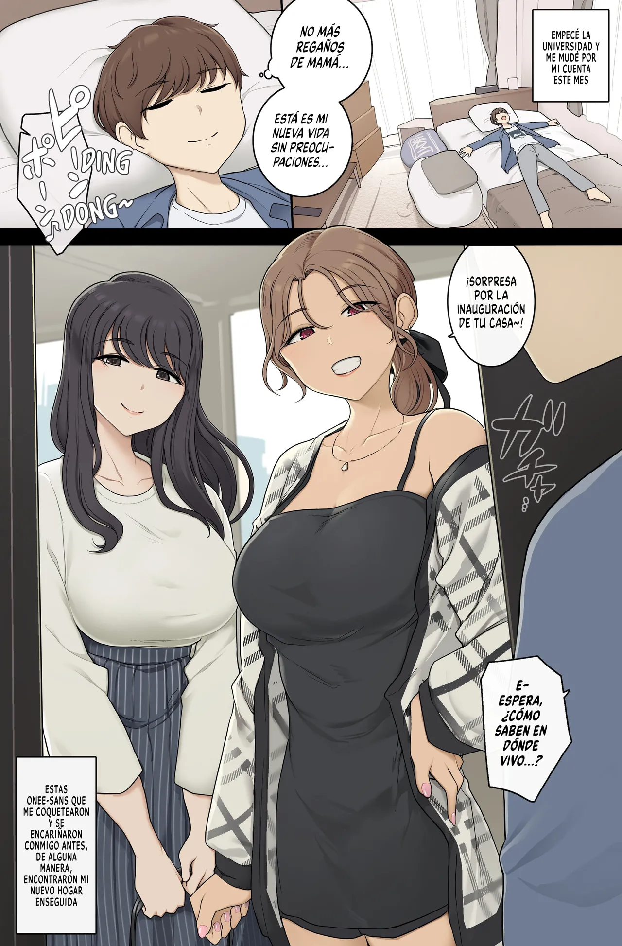 [Wakamatsu] Keitai Choushin Onee-san-tachi ni Shinkyo o Yaribeya ni Sareru Hanashi | Las Onee-sans Altas Y Tetonas Convierten Mi Nuevo Hogar En Su Habitación Sexual [Spanish] numero di immagine  1