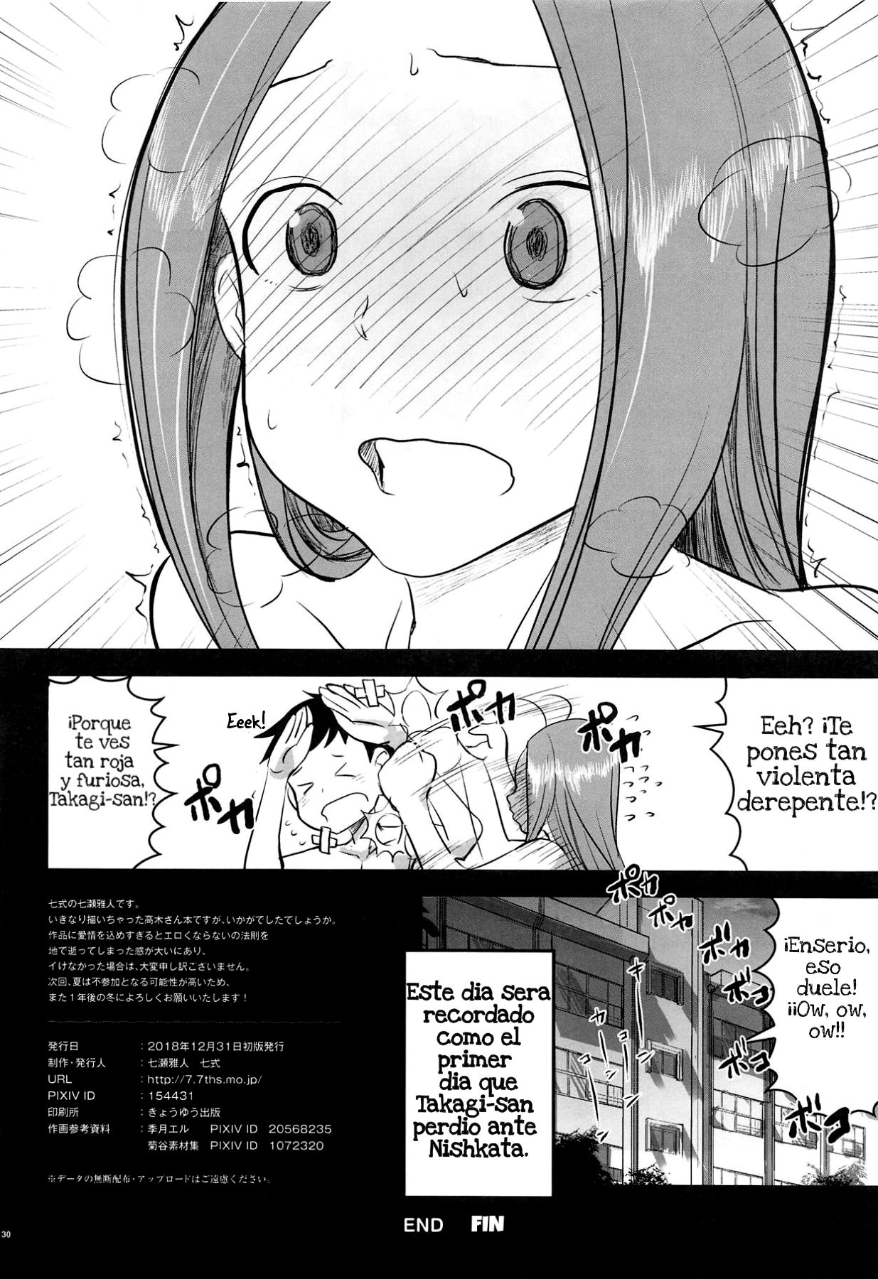 (C95) [Nanashiki (Nanase Masato)] XXXX Jouzu no Takagi-san (Karakai Jouzu no Takagi-san) [Spanish] image number 29