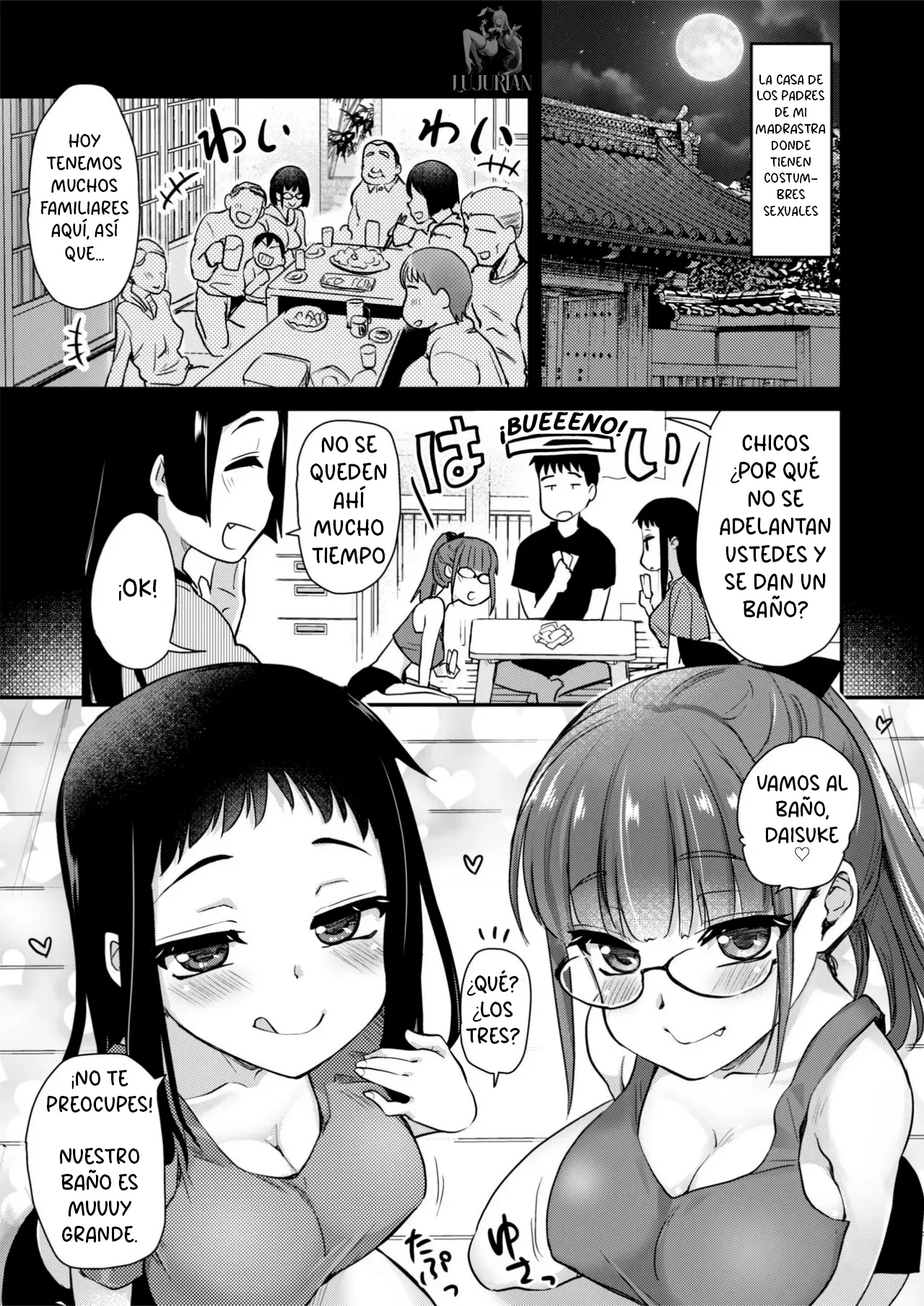 [Shin Hijiridou Honpo (Hijiri Tsukasa)] H na Fuushuu ga Aru Inaka de, Itoko to Gishi to Issho ni Ofuro ni Hairu Hanashi. | Un pueblo de costumbres H - Una historia de tomar un baño con mi prima y hermana [Spanish] [Digital] 图片编号 6