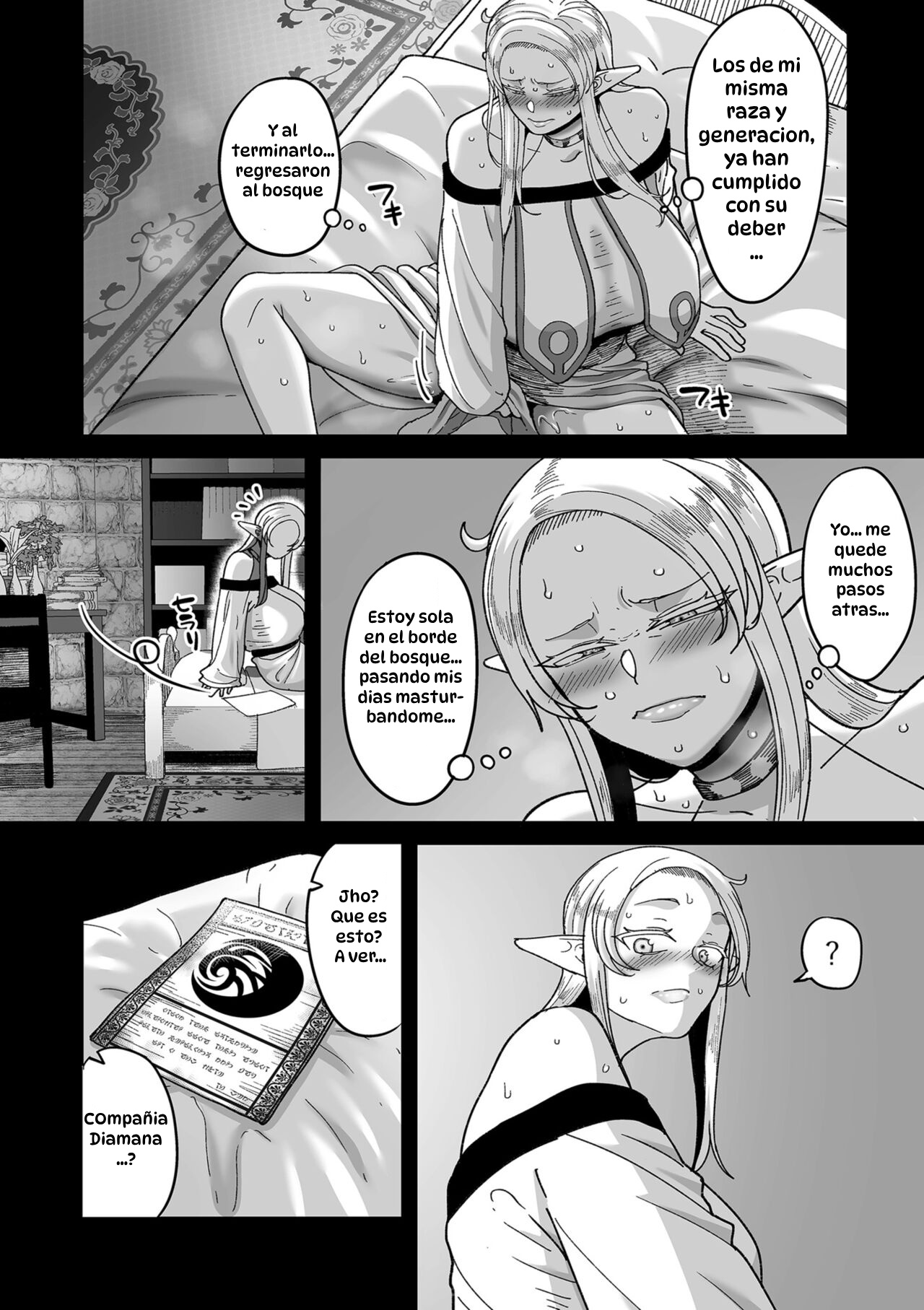 [Yamamoto Zenzen] Genkai Jukujo Elf Senyou! Danshou Delivery Service!! 1｜¡¡Servicios Sexuales a Domicilio a Elfas Insatisfechas!! Capítulo 1 [Spanish] [Hta scan] [Digital] Bildnummer 4