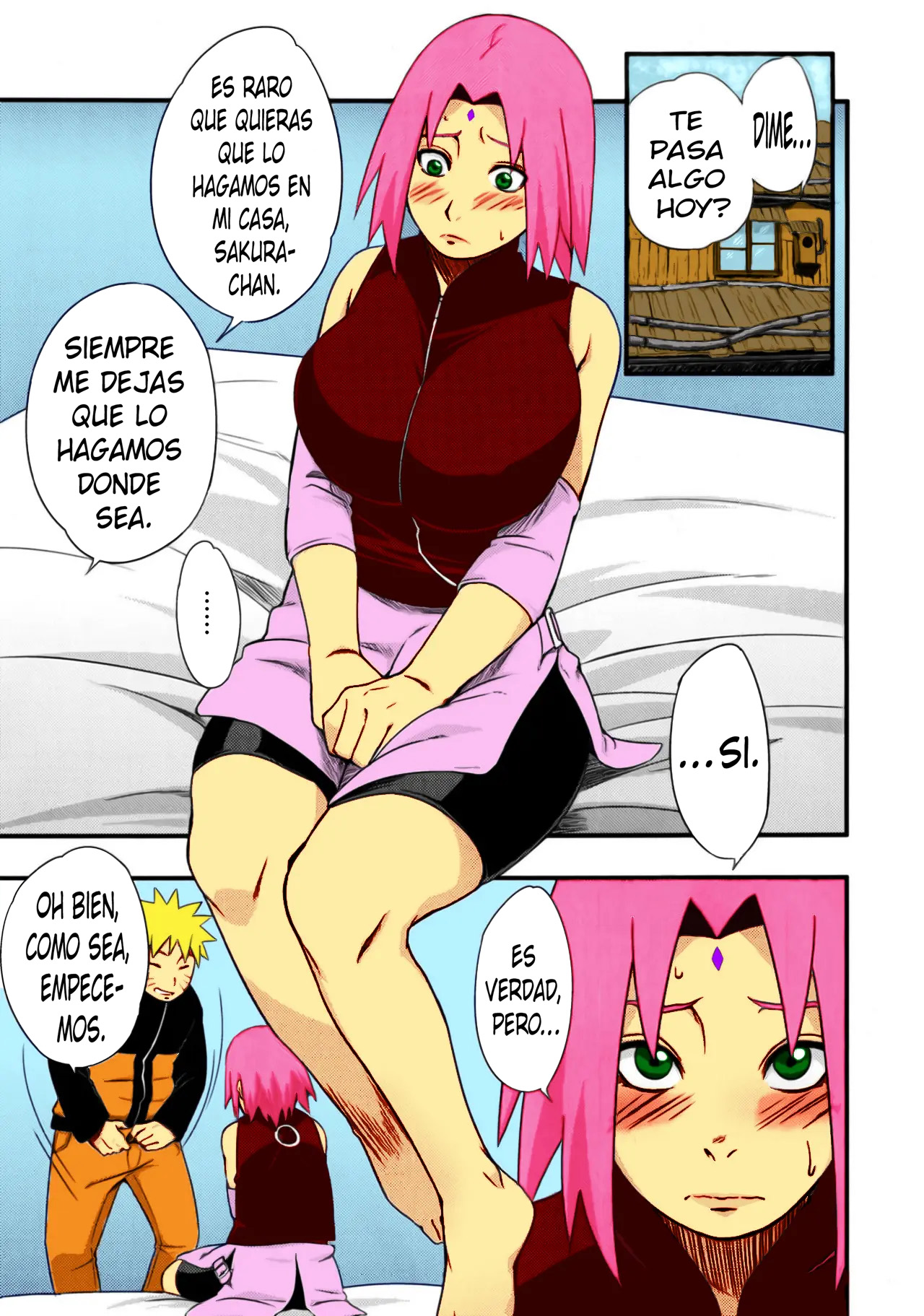 (C92) [Karakishi Youhei-dan Shinga (Sahara Wataru)] Botan to Sakura (Naruto) [Spanish] [kalock] [Colorized] numero di immagine  2