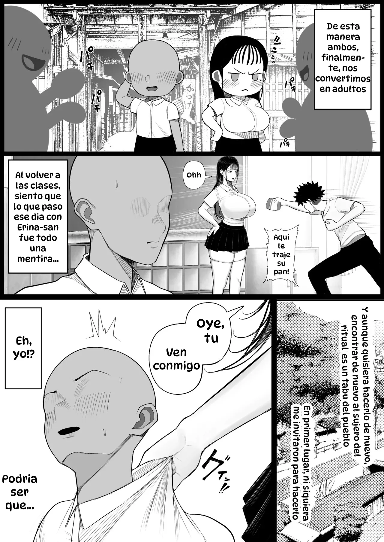 [Kurukuru] Mura no Kishuu de Bakunyuu Yankee to Yareta Hanashi｜La Historia de cómo Tuve Sexo con una Delincuente de Grandes Tetas por una Extraña Tradición del Pueblo [Spanish] [Hta scan] изображение № 41