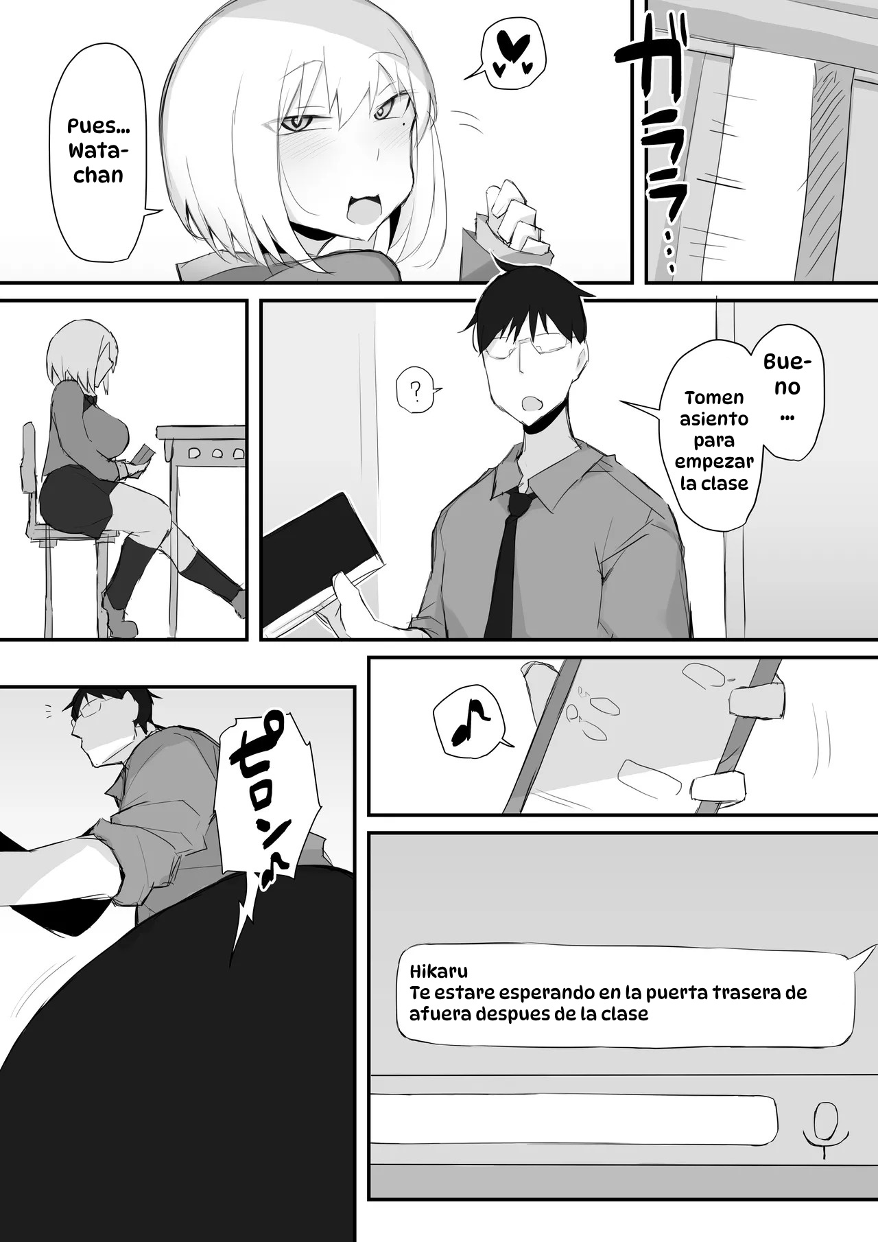 [Mittsuman] Gal JK wa Megane Sensei o Netoritai｜La Gal de Preparatoria Quiere Consolar Al Profesor Engañado [Spanish] [Hta scan] numero di immagine  35
