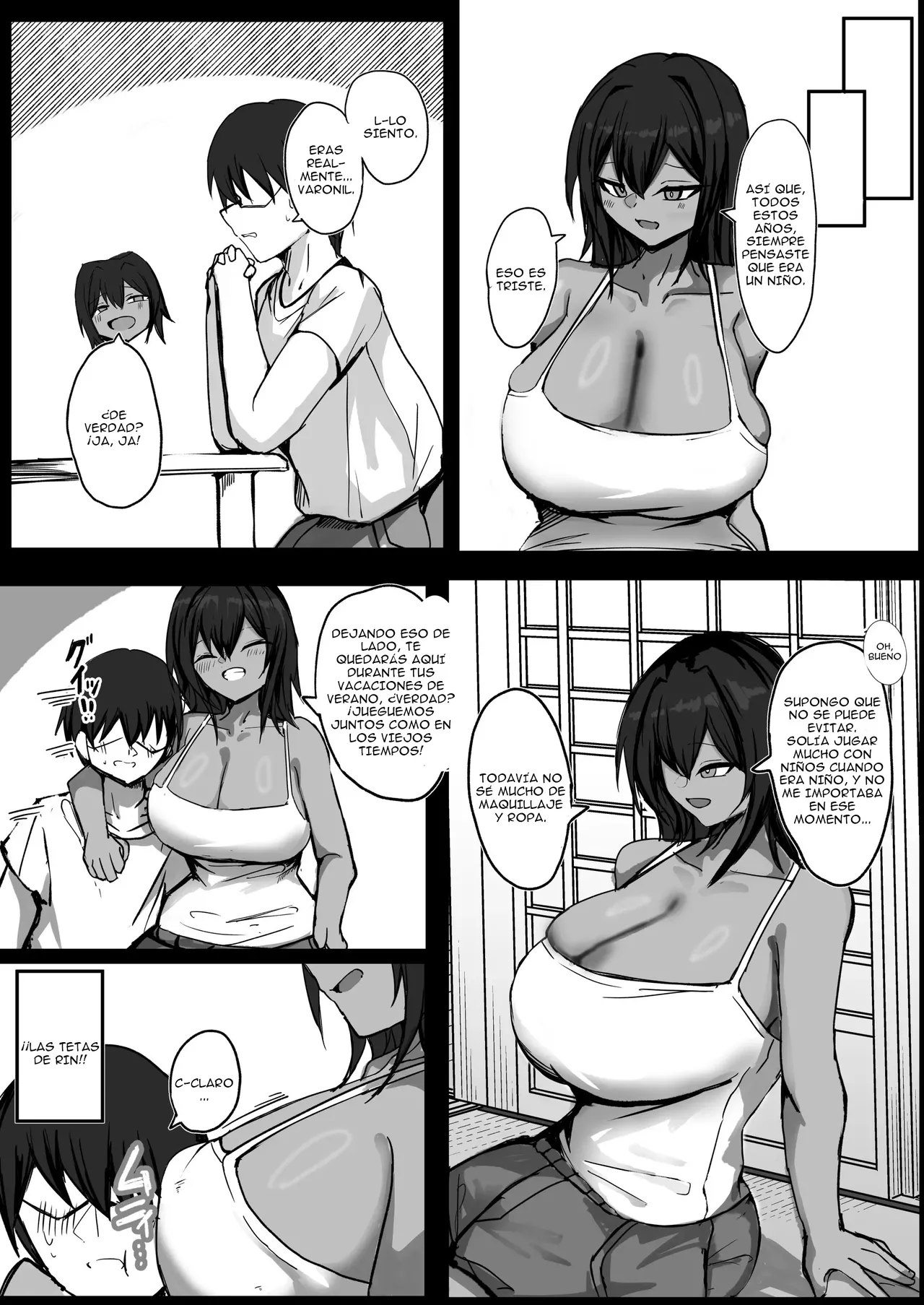 [Aoi Hoshi ni Maiorita Dark Angel] Mukashi Otoko dato Omotteta Kasshoku Bakunyuu Osananajimi to H Suru Hon Zenpen｜Tuve Sexo con Mi Amiga Bronceada y Solía Pensar que Era un Chico (Parte 1) {Spanish} {EbisuTraslade - Winder} 图片编号 6