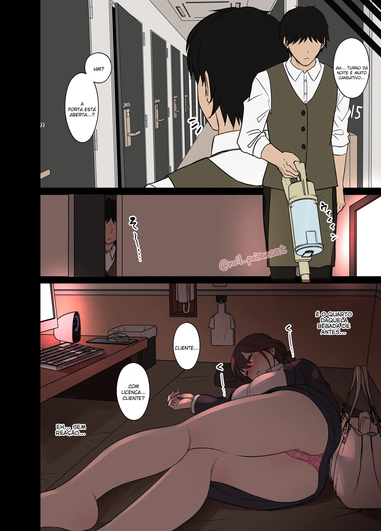 [Dokuneko Noil] Deisui Shita NeCafe no Kyaku ni Warui Koto o Suru Hanashi | Uma história sobre fazer coisas ruins com uma cliente completamente bêbada do cibercafé [Portuguese-BR] [Legoshi] 3eme image