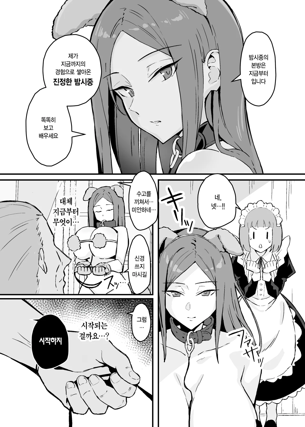 [Sukebe Hatsudensho (Hatsuden Pengin)] Akogare no Senpai Maidchou no Yotogi o Kengaku | 동경하던 선배 메이드장의 밤시중을 견학하다 [Korean] [Digital] Bildnummer 16