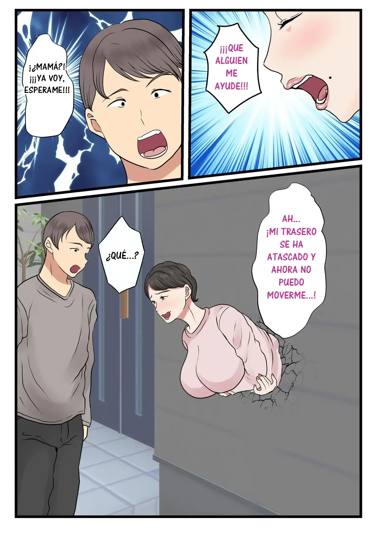 [Benii Kenkyuujo] Haha ga Kabe ni Hamatte Ugokenakatta node...｜El Día que Mi Madre Quedó Atrapada en la Pared y No Podía Moverse... [Spanish] [RYU.SHINS] image number 8