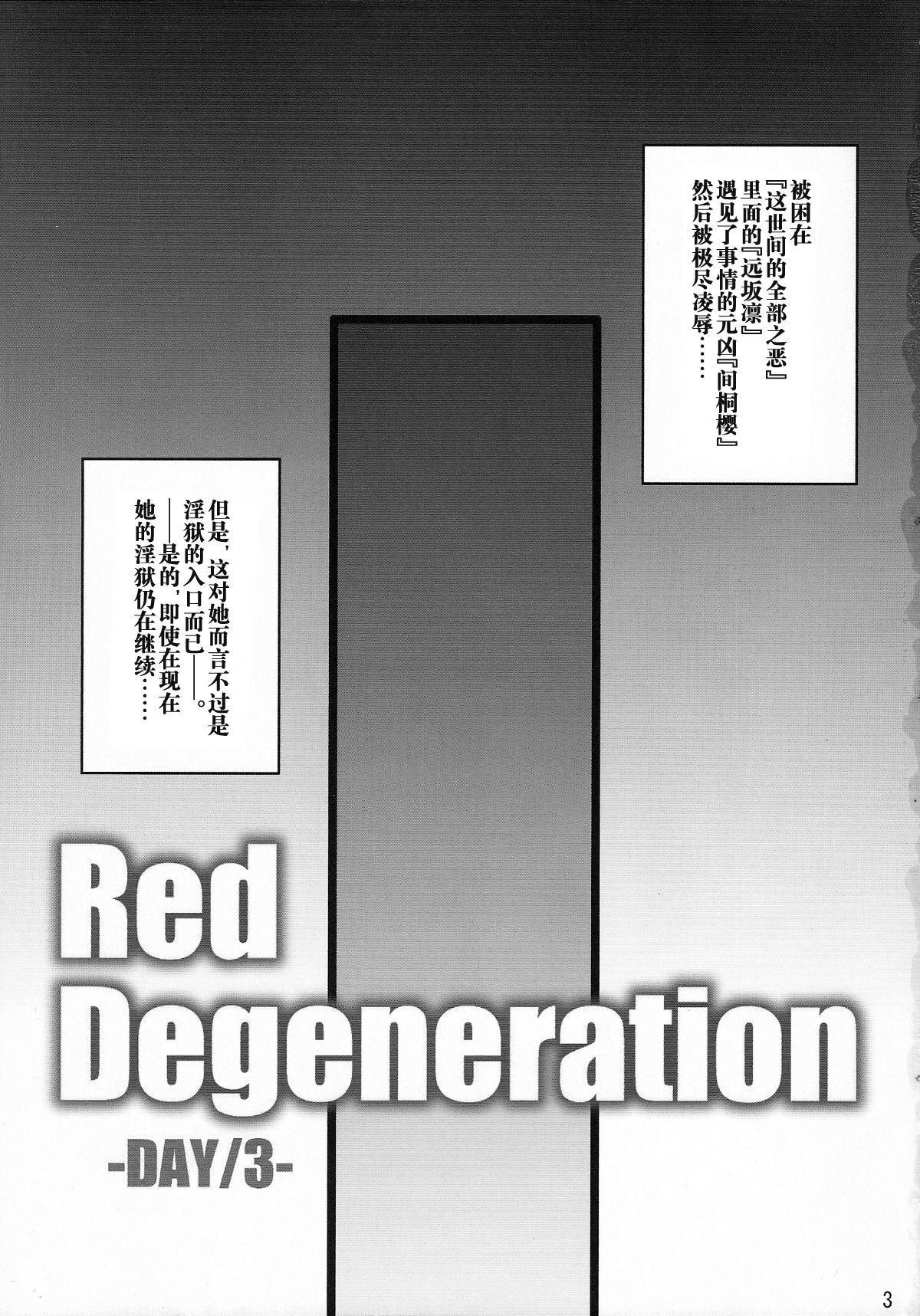 (COMIC1☆2) [H.B (B-RIVER)] Red Degeneration -DAY/3- (Fate/stay night) [Chinese] [不咕鸟汉化组] numero di immagine  2