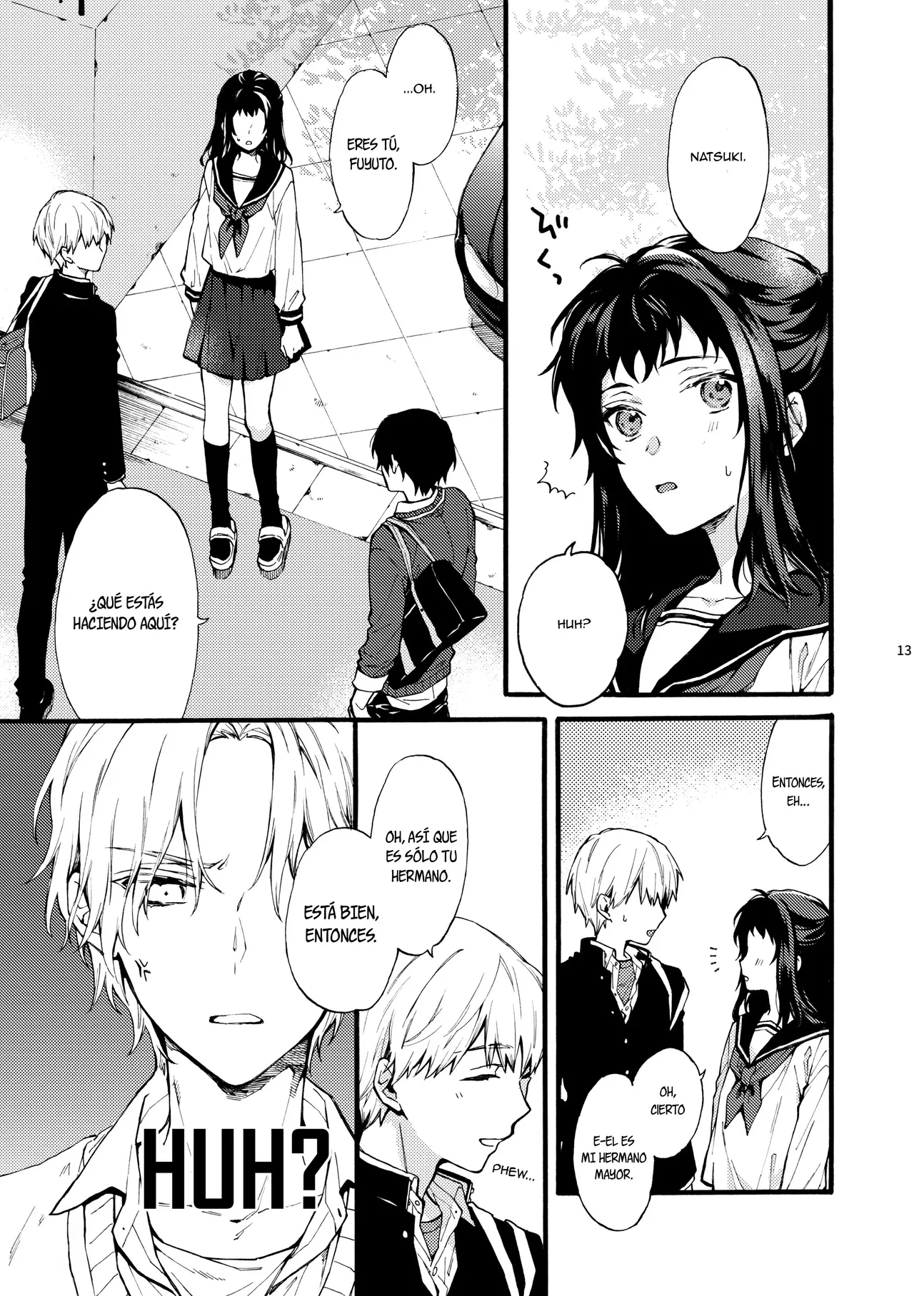 [ClockLord (Suzushiro Nerita)] Kono Hito Kareshi ja Arimasen!! (2) ~Shinomura Kyoudai no Jijou side Fuyuto~｜¡¡Este Chico NO es my Novio!! (2) ~La situación en la secundaria de los hermanos Shinomura~ [Spanish] [Alteracionskl Scan S.A.] numero di immagine  12
